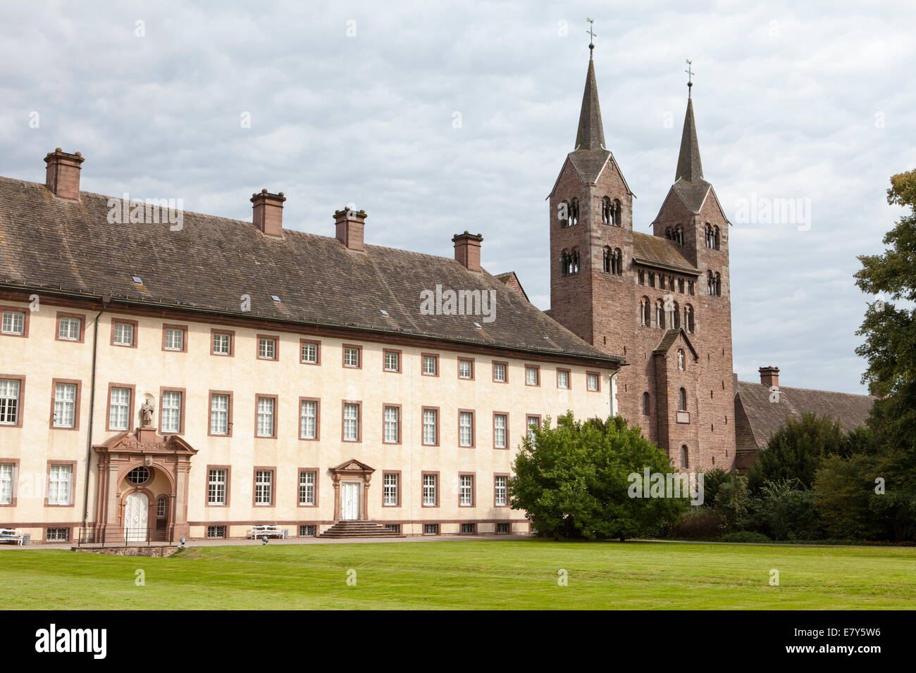 Abbey Castle Corvey in Hoexter, Weserbergland, North Rhine Westphalia, Germany, Europe, Stock Photo