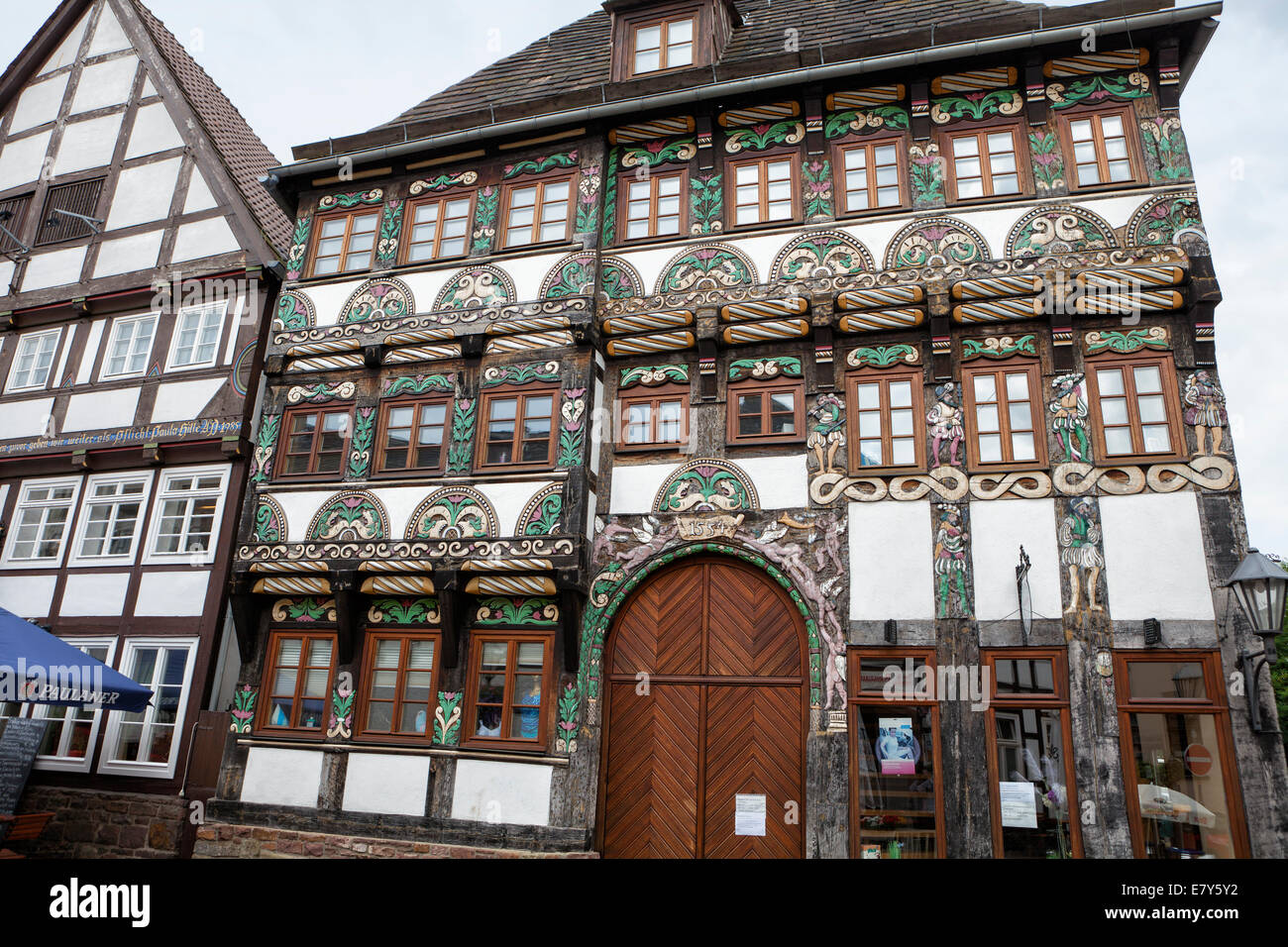 Half-timbered house, Weser Renaissance style, Hoexter, Weser Uplands, North Rhine-Westphalia, Germany, Europe, Stock Photo