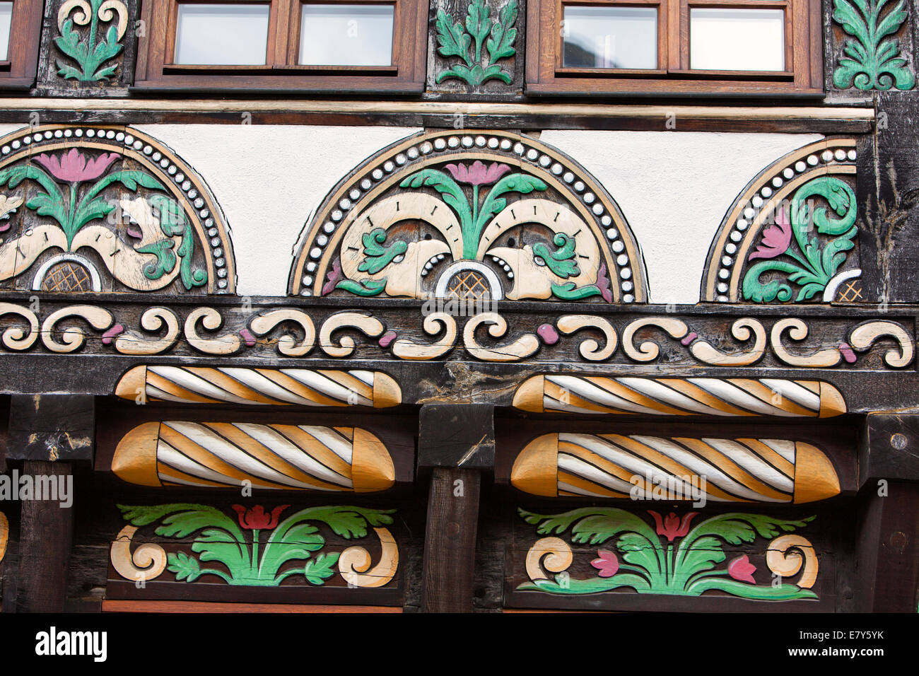 Half-timbered house, Weser Renaissance style, Hoexter, Weser Uplands, North Rhine-Westphalia, Germany, Europe, Stock Photo