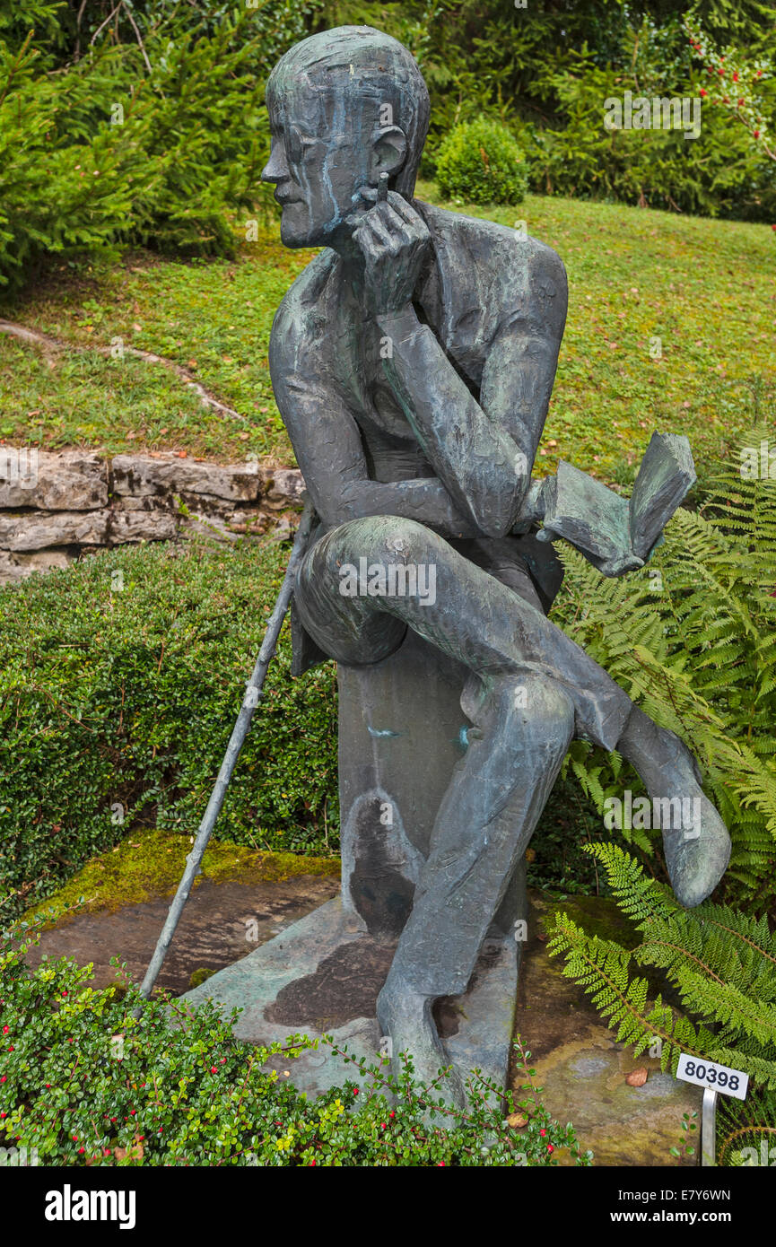 Statue of Irish writer James Joyce at his grave in the Fluntern
