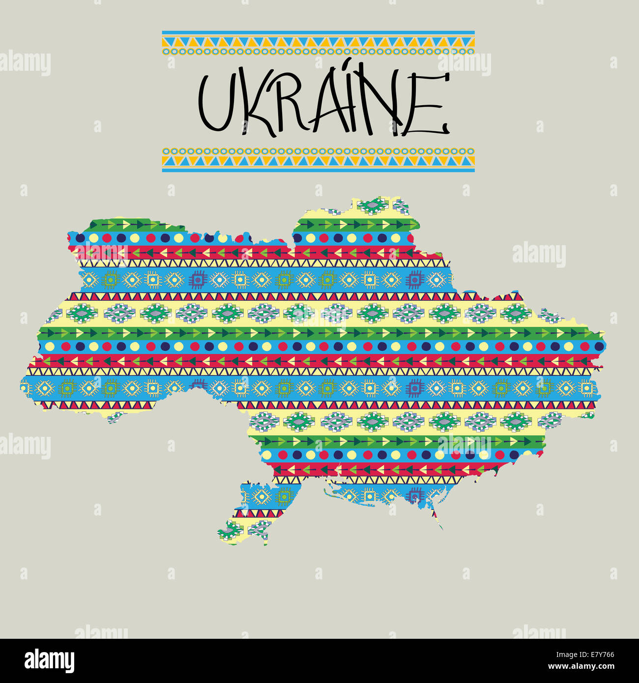 Decorative map of Ukraine in colors Stock Photo