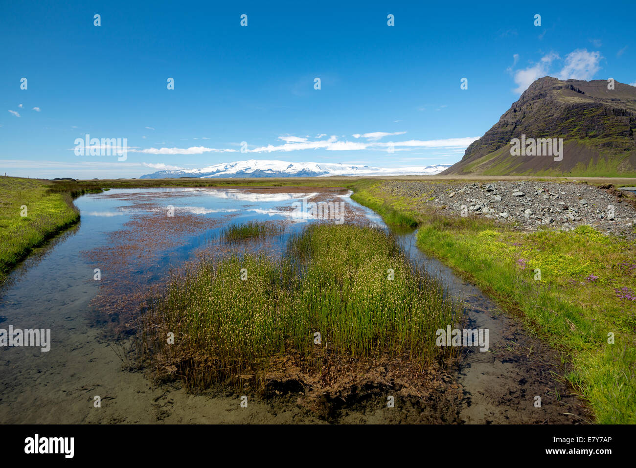 Beautiful landscape, river in wild Iceland Stock Photo