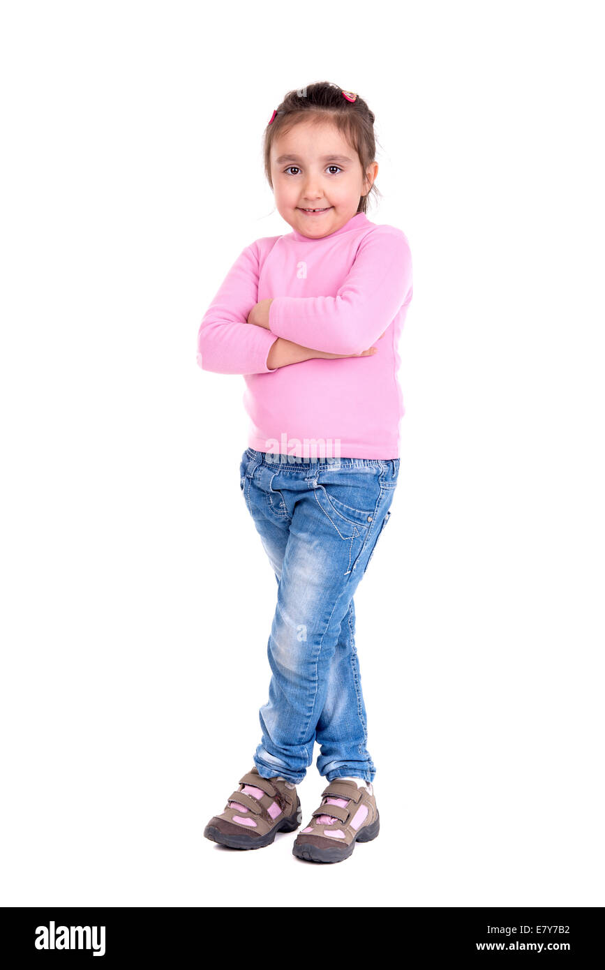 Young girl posing isolated in white Stock Photo - Alamy