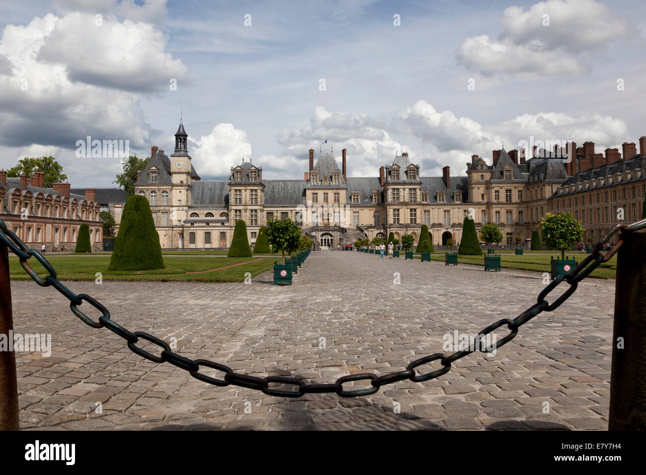 Entrance to palace Fontainebleau, France Stock Photo