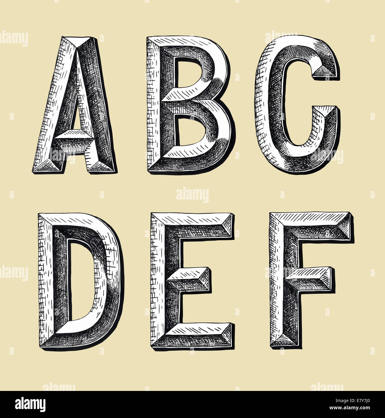 hand draw sketch alphabet design Stock Photo - Alamy