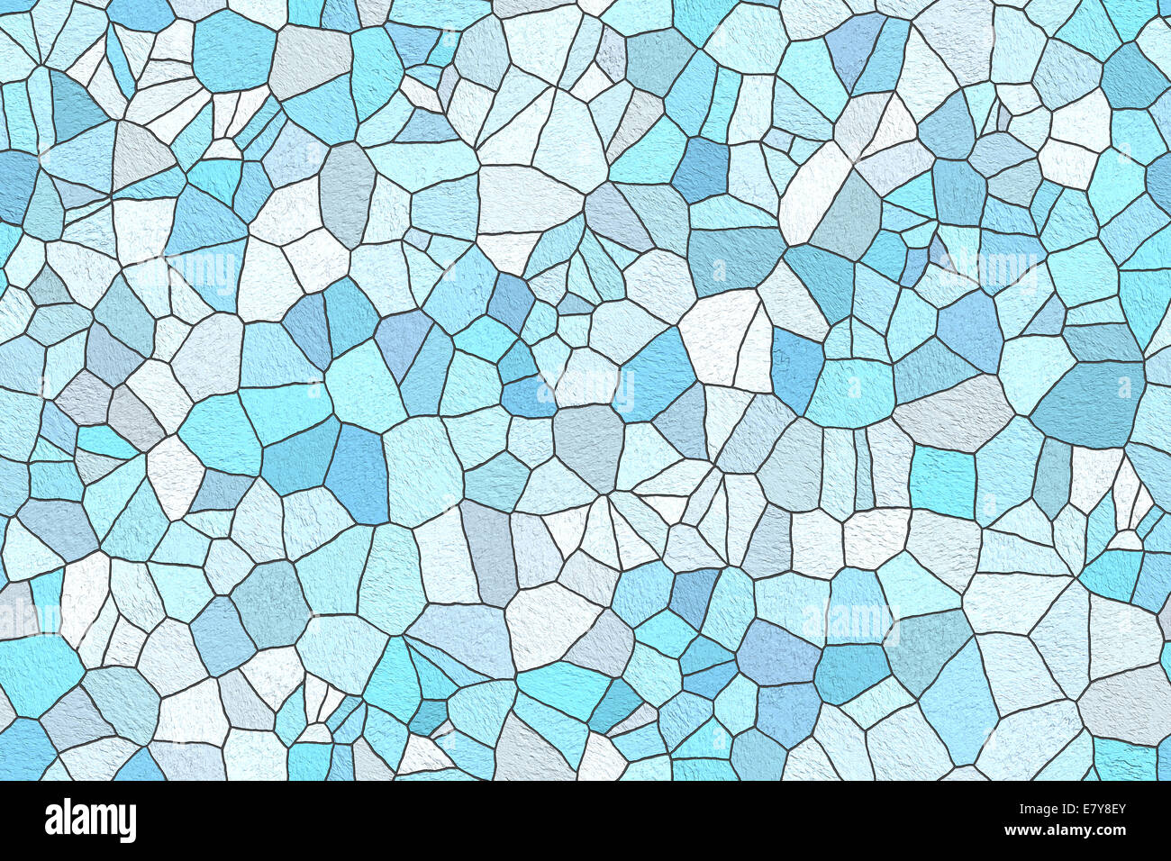 Raster illustration of a pastel blue crushed stained glass mosaic surface for use as a background Stock Photo