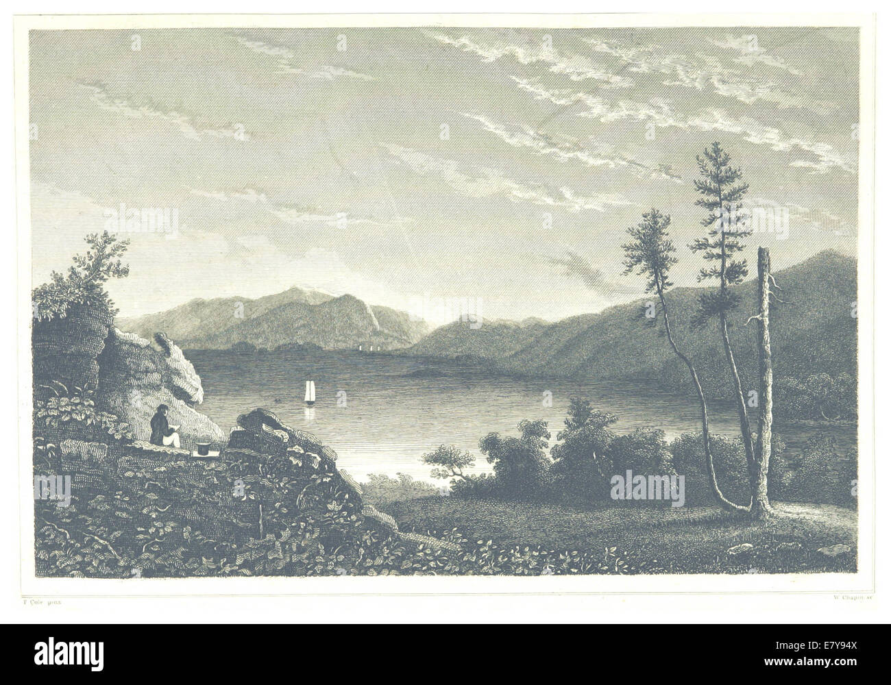 Map of new york 1834 hi res stock - This 1834 Illustration By Hinton Depicts Lake George In New York Highlighting E7Y94X