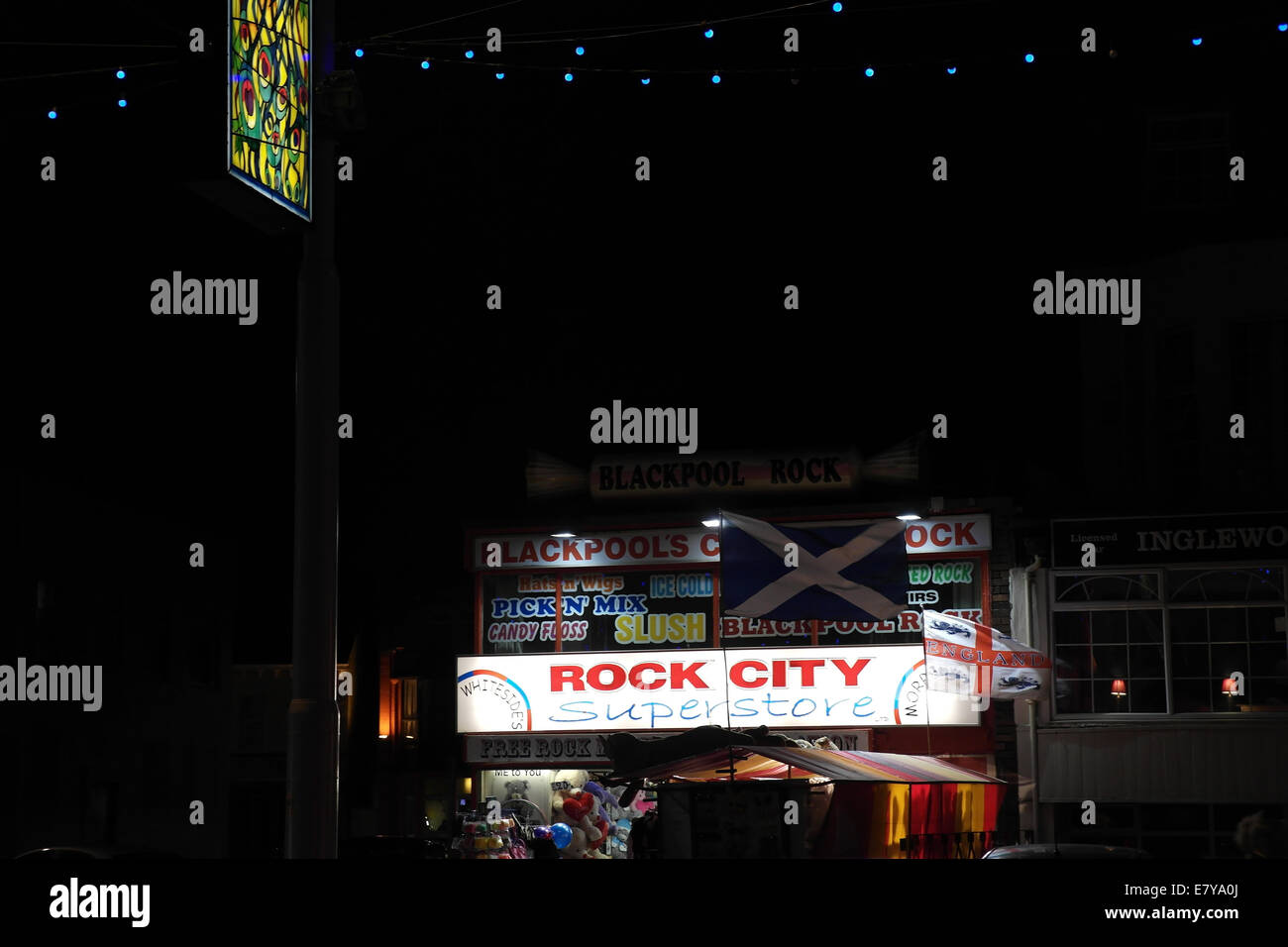 Scottish saltire flag english st flag shop facade hires stock