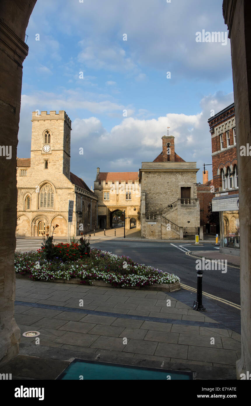 Abingdon on Thames Benedictine Abbey Gateway and St Nicolas Church Stock Photo