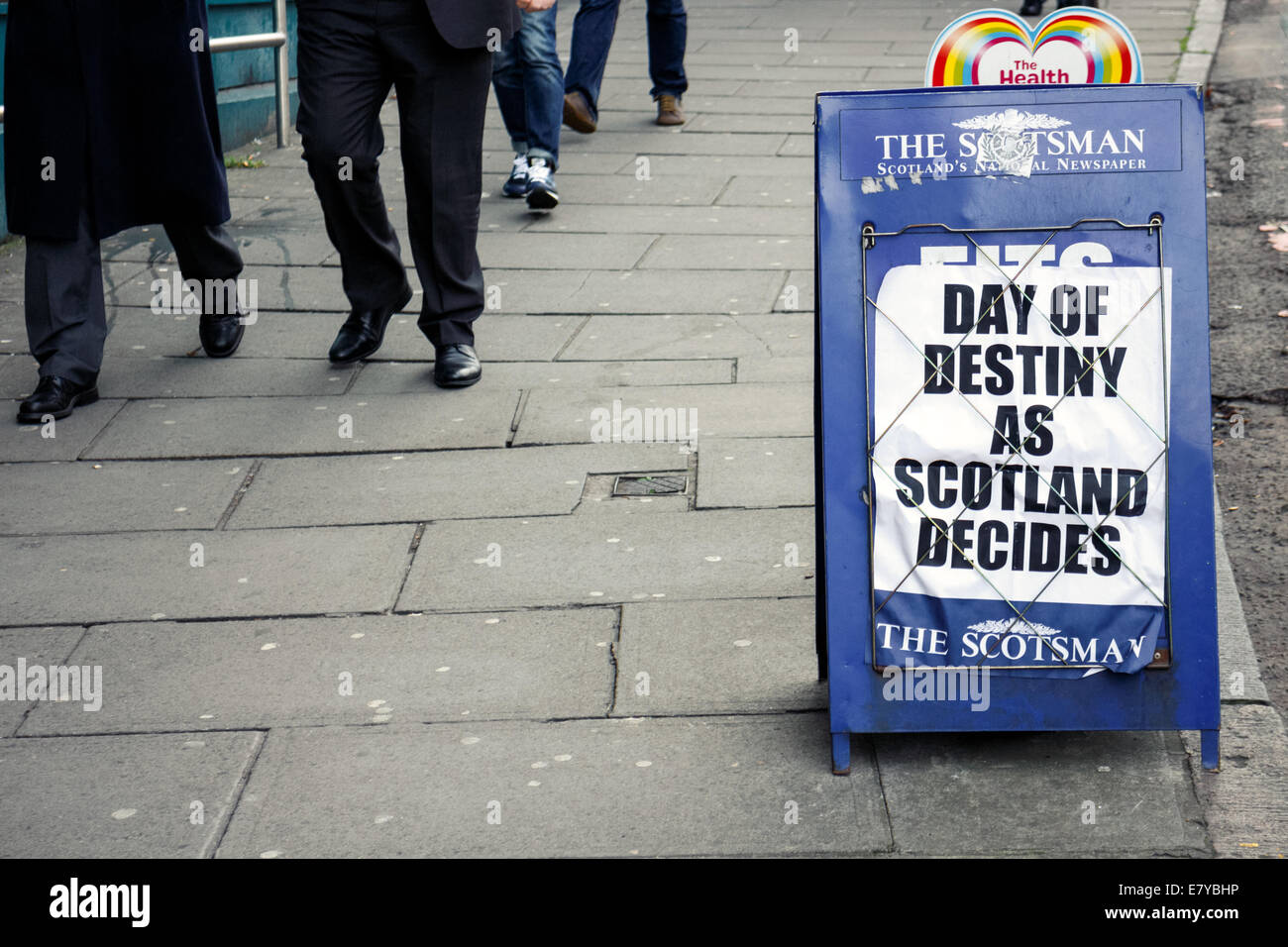 Scottish Referendum. Newspaper placard, Edinburgh, Scotland Stock Photo