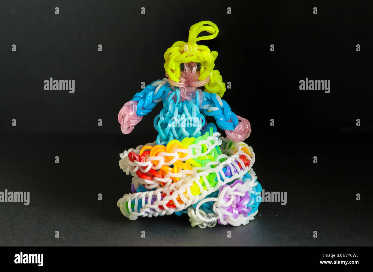 Rainbow loom rubber princess with colorful bracelet Stock Photo Alamy