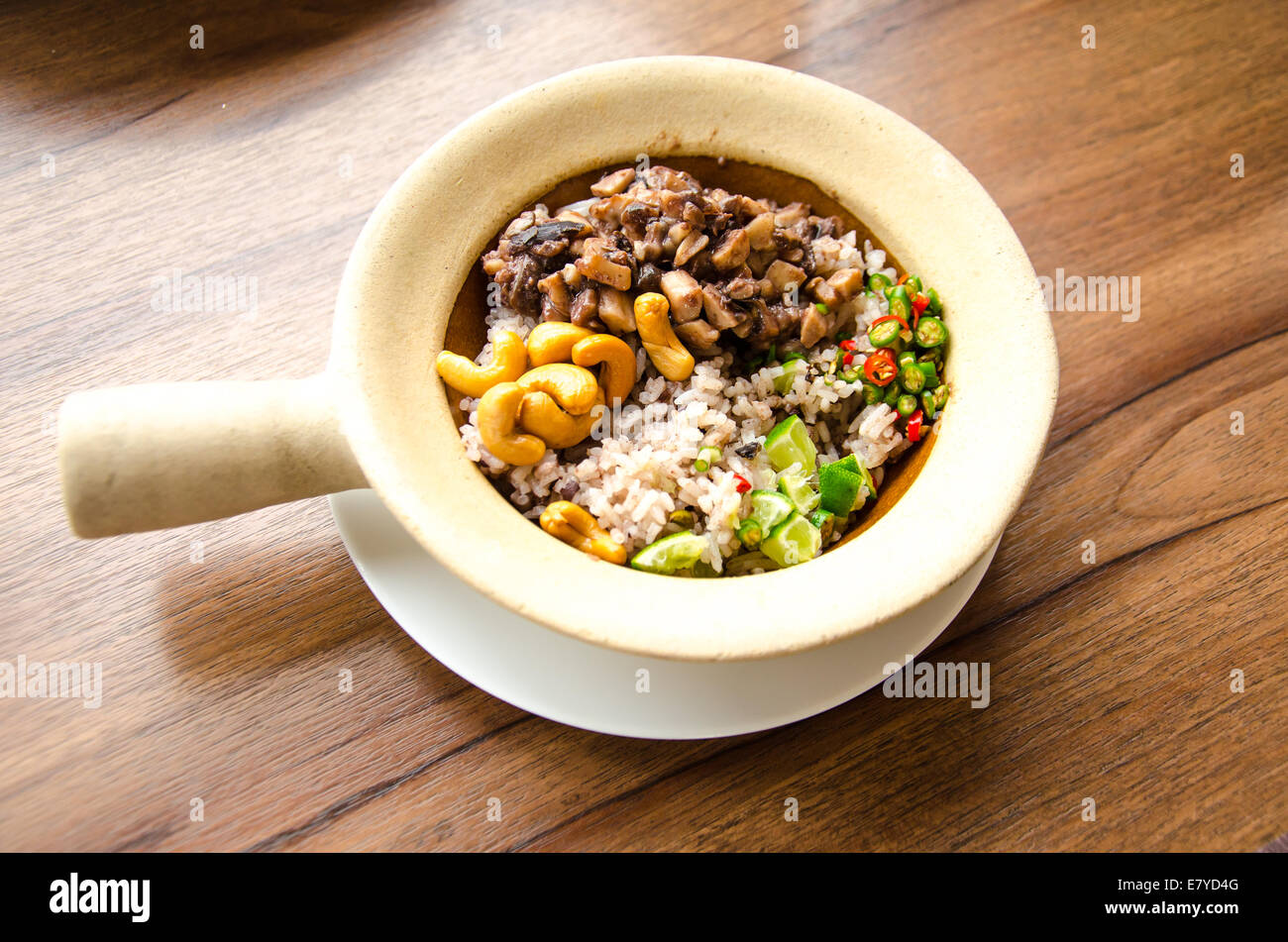 fried rice with spicy ingredient call KHAO PUD NAM LEAB Stock Photo