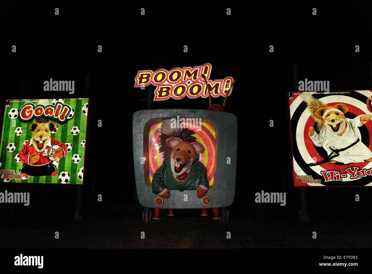 Night view Basil Brush Tableau, with three images Basil Brush television puppet, Queen's