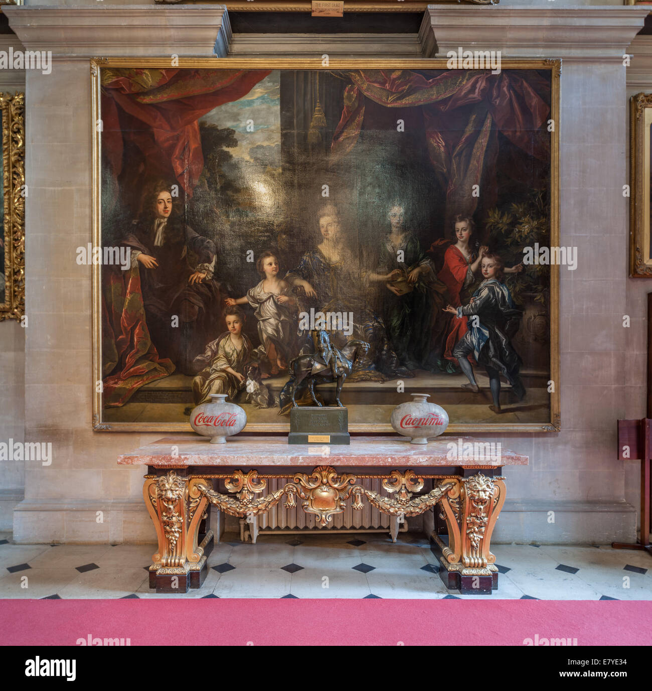 Woodstock, Oxfordshire, UK, Friday 26th September 2014 Preview of Ai Weiwei at Blenheim Palace, Blenheim Art Foundation's inaugural exhibition, opening to the public on 1st October 2014 Han Dynasty Vase with Coca Cola and Caonima Logo, Great Hall West side © Nikreates/Alamy Stock Photo