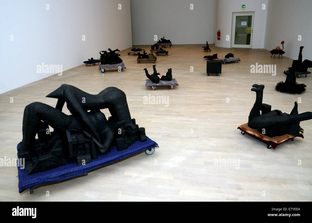Duesseldorf, Germany. 26th Sep, 2014. The installation 'Mes Transports' by French painter and installation artist Annette Messager is seen during the preview of the exhibition 'Exhibition/Exposition' at K21 Staendehaus museum in Duesseldorf, Germany, 26 September 2014. The exhibition will run from 29 September 2014 until 22 March 2015. Photo: Horst Ossinger/dpa/Alamy Live News Stock Photo