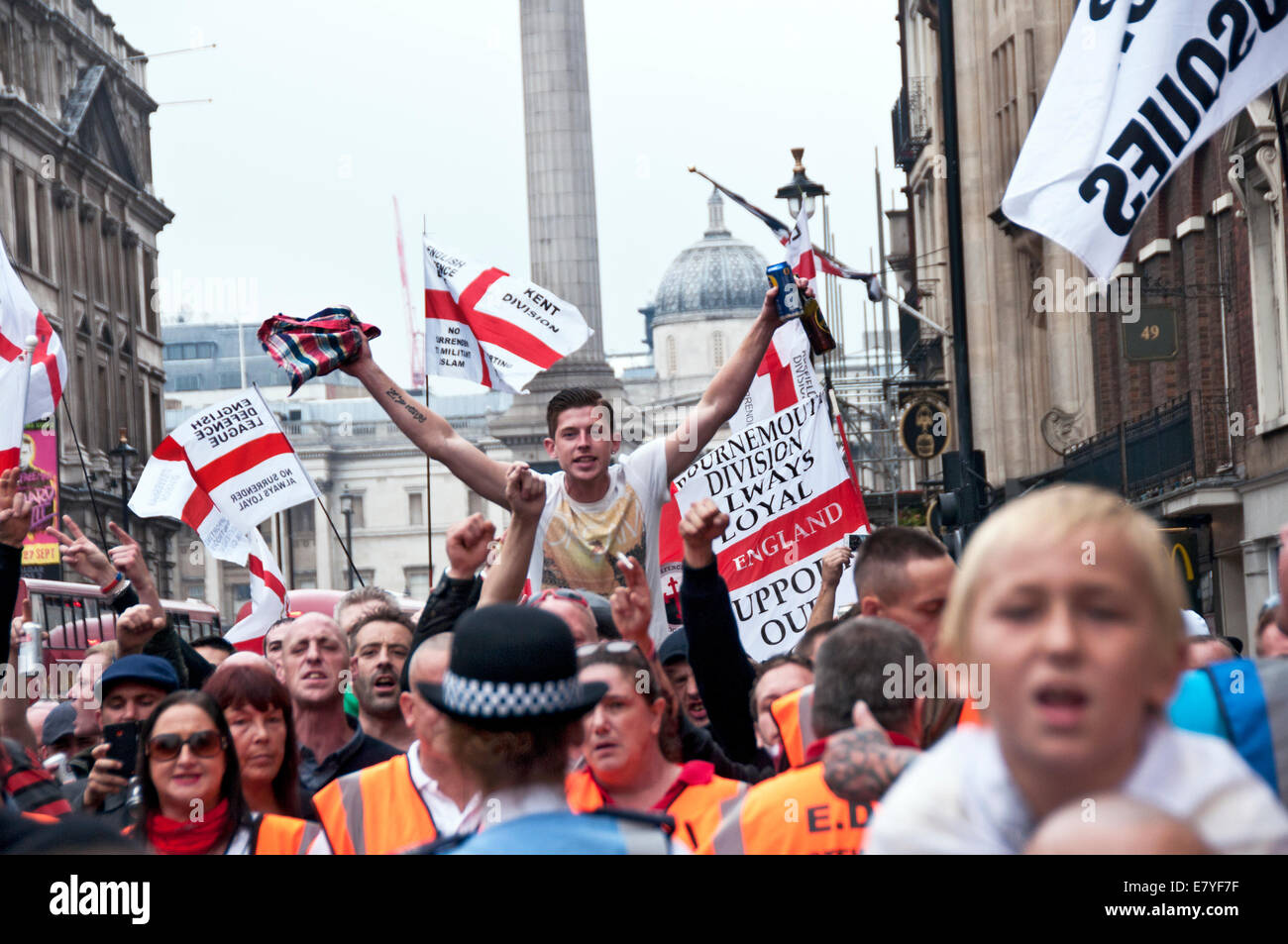 EDL English Defence League protest in Central London sept 2014 Stock Photo