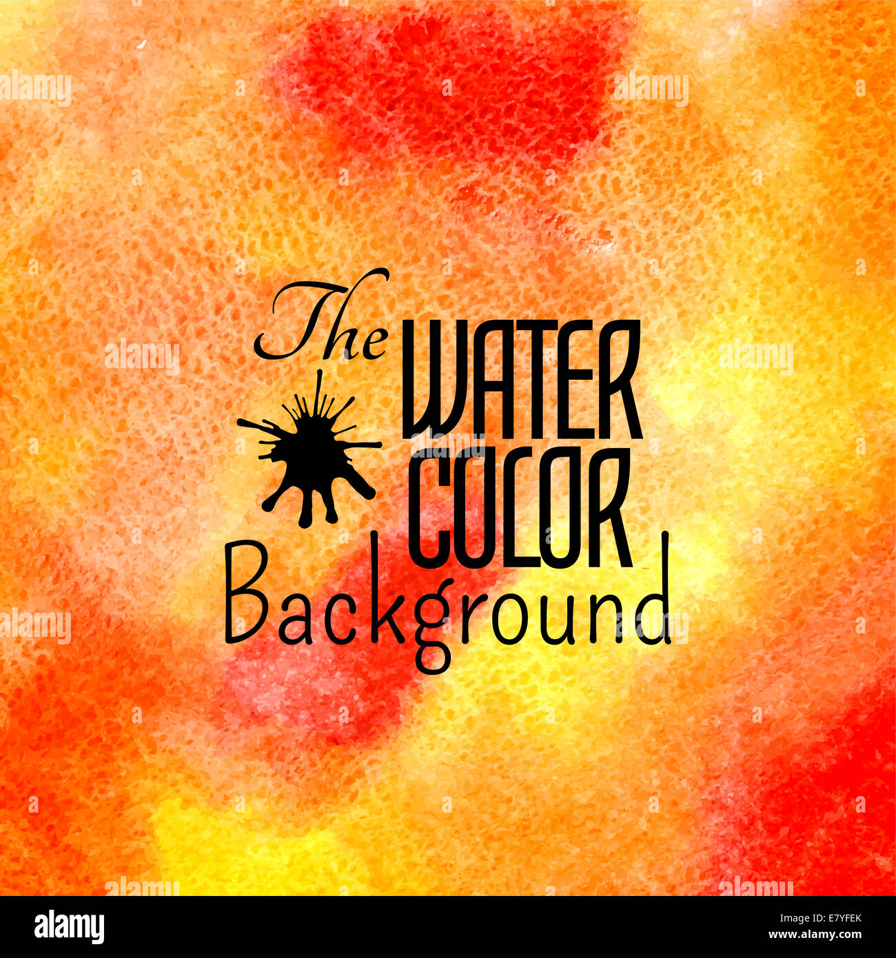 Abstract vector hand drawn red orange yellow color watercolor ...