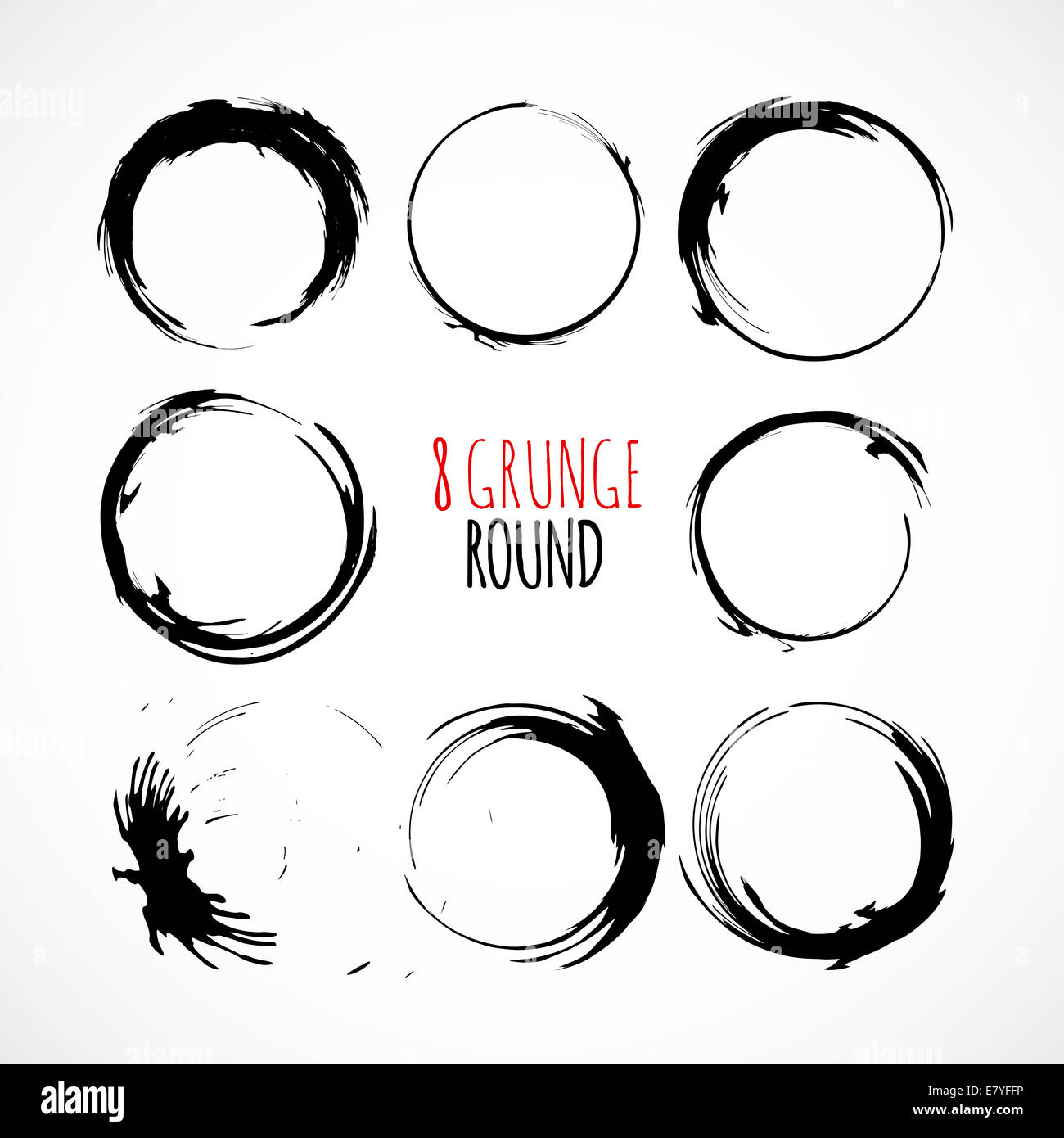 Set of vector grunge circle brush strokes Stock Photo - Alamy