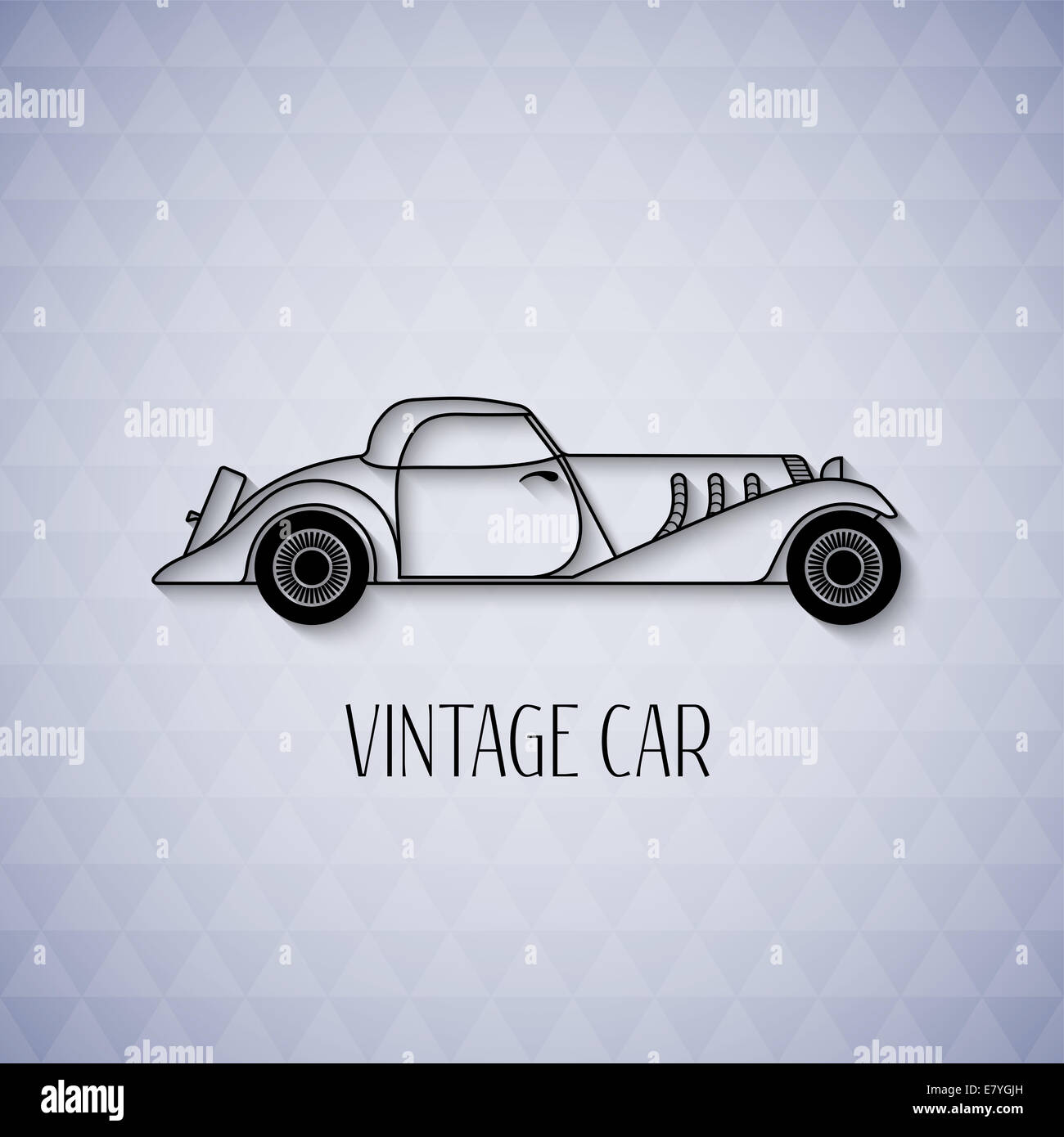 Retro cabriolet sport car, vintage outline style Stock Photo