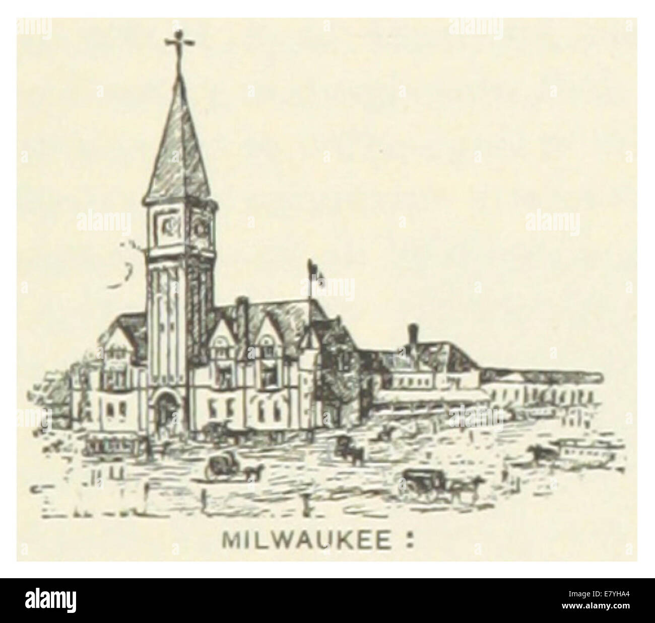 c1890 Chicago & Northwestern Railroad Station Historic Photo Print Milwaukee 