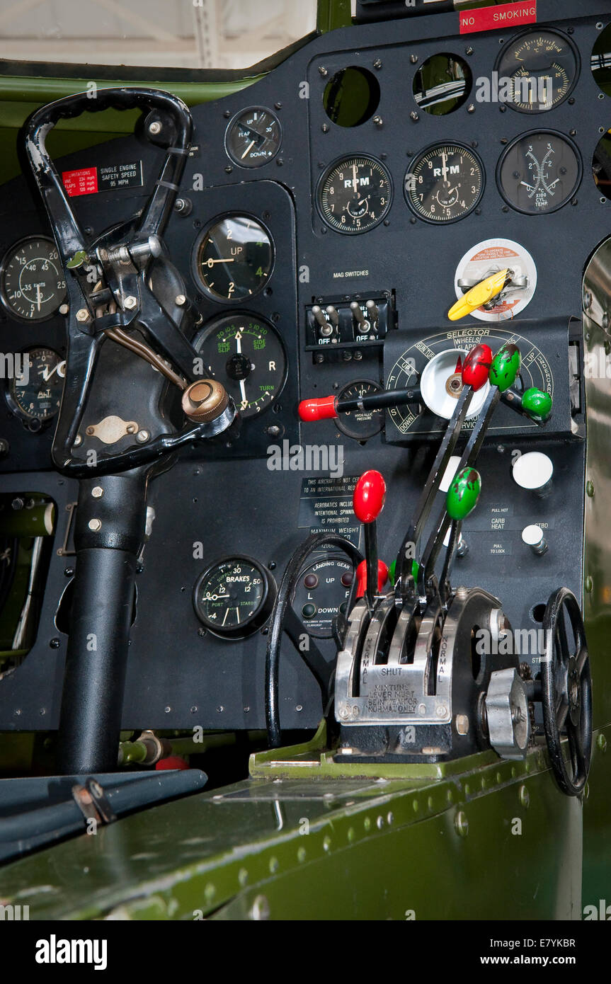 Bristol Blenheim aircraft cockpit. Stock Photo