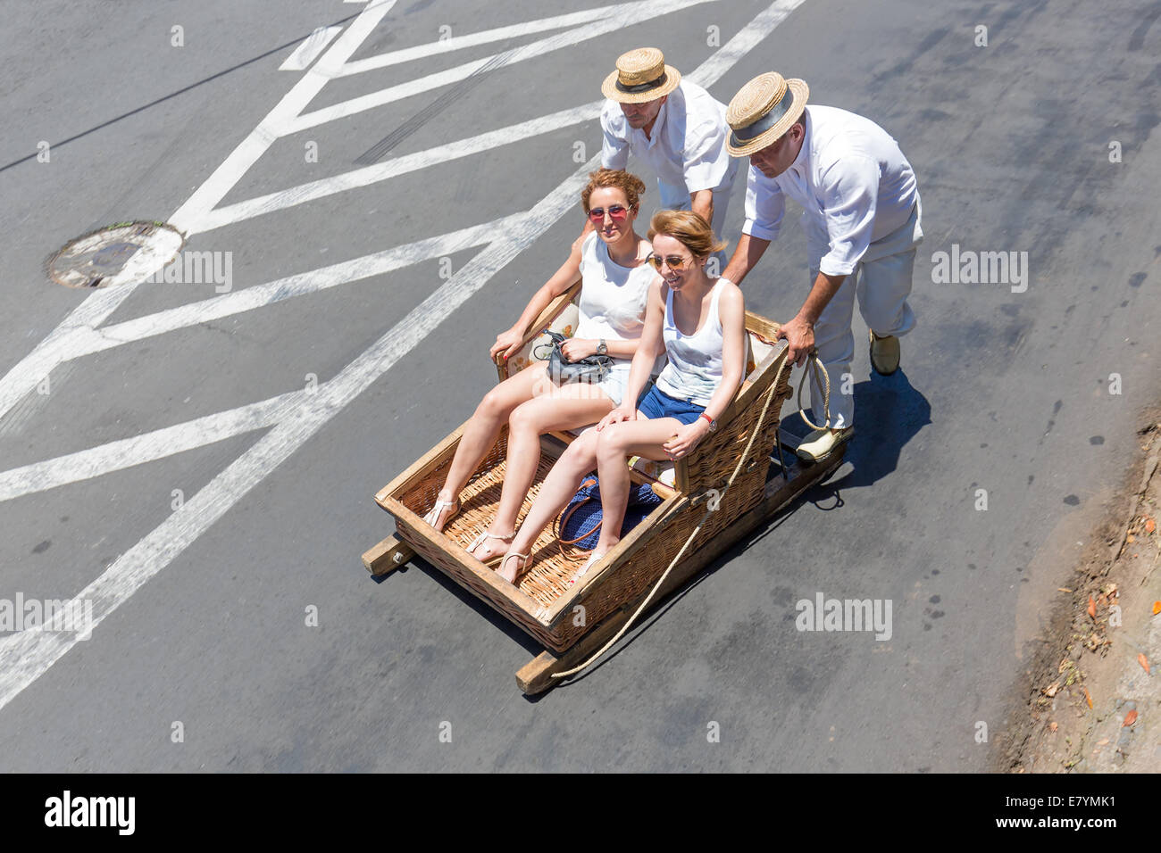 Traditional downhill sledge trip in Madeira, Portugal Stock Photo Alamy