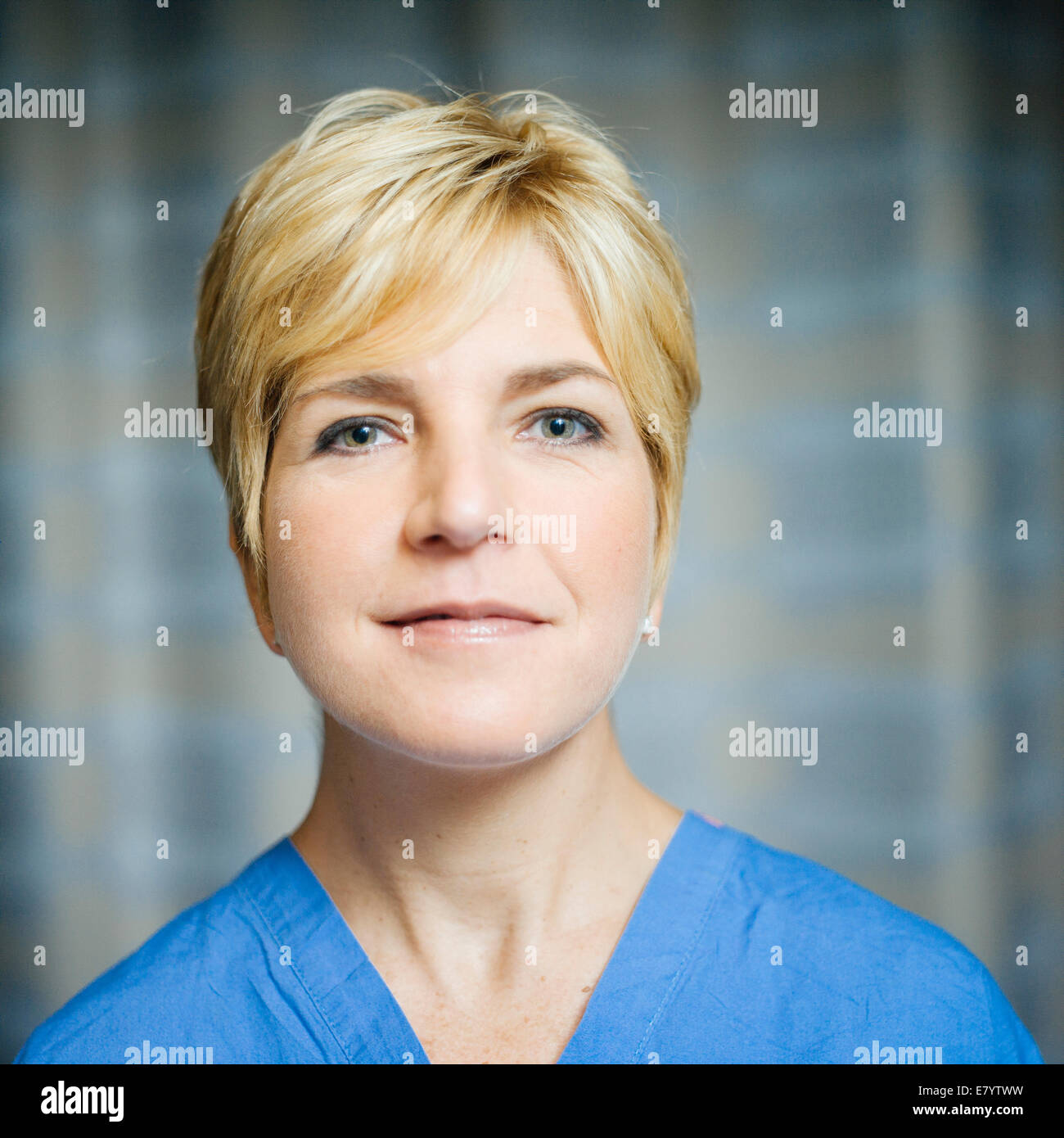 Portrait of doctor in scrubs Stock Photo