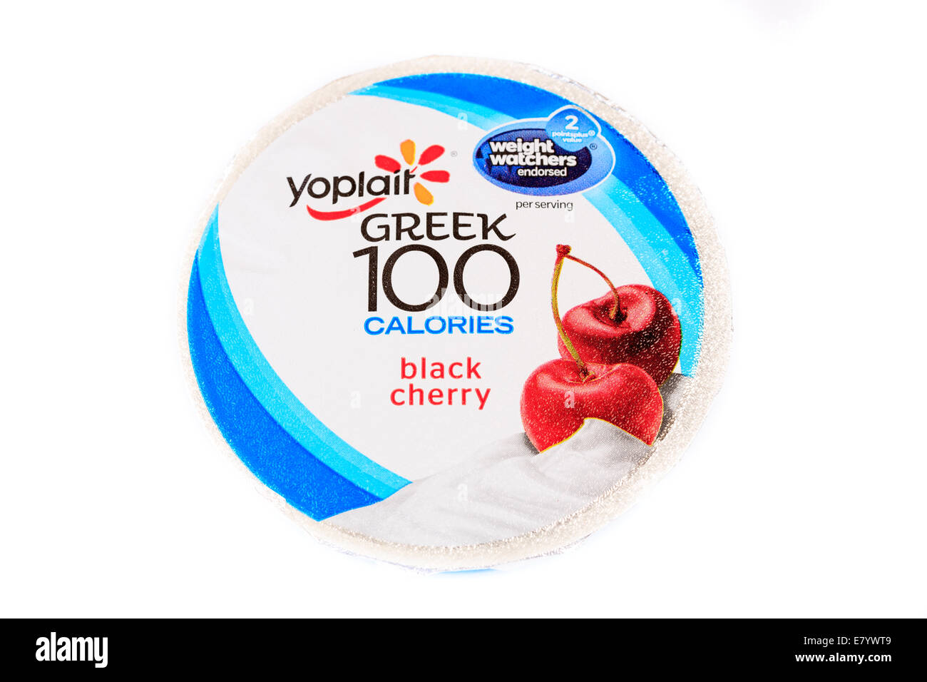 Yoplait Greek Black Cherry Yogurt Stock Photo