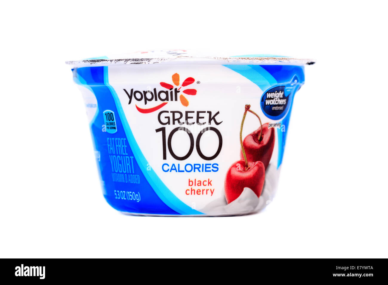 Yoplait Greek Black Cherry Yogurt Stock Photo
