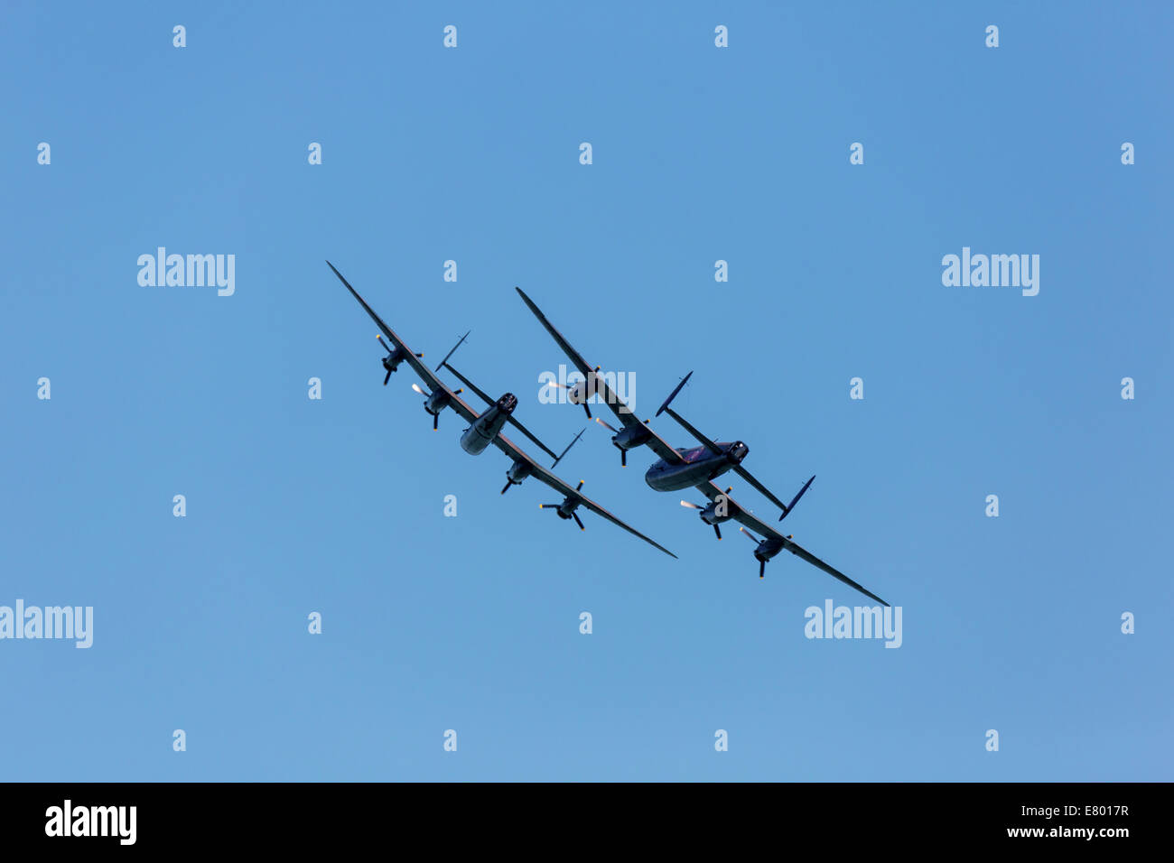 Both serviceable Avro Lancaster bomber aircraft flying at the Eastbourne Airshow 2014. Stock Photo