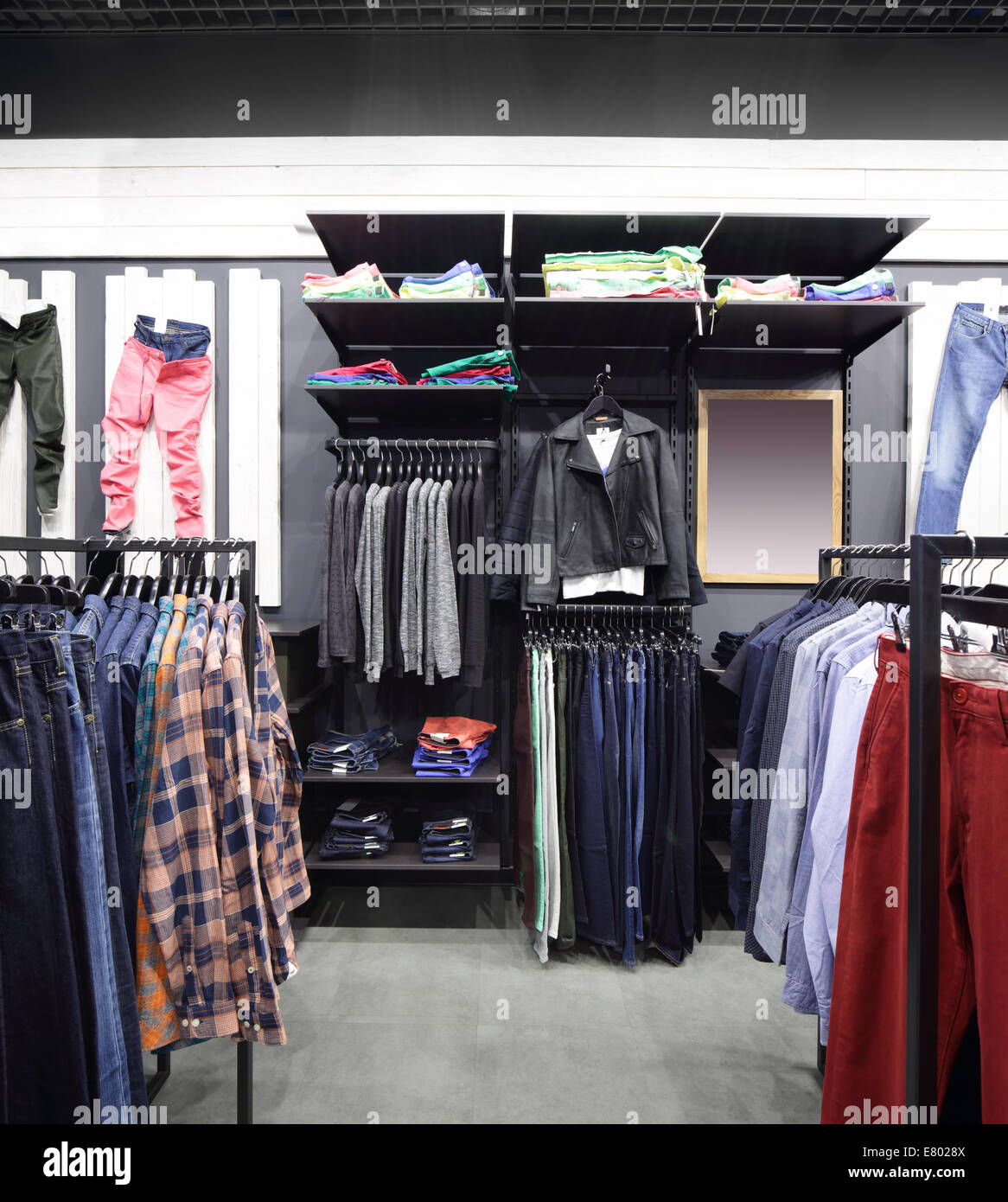 luxury and fashionable brand new interior of cloth store Stock Photo ...