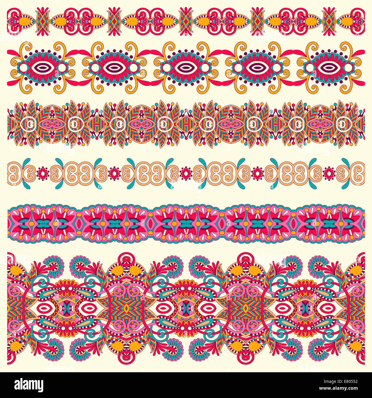 collection of seamless ornamental floral stripes Stock Photo - Alamy