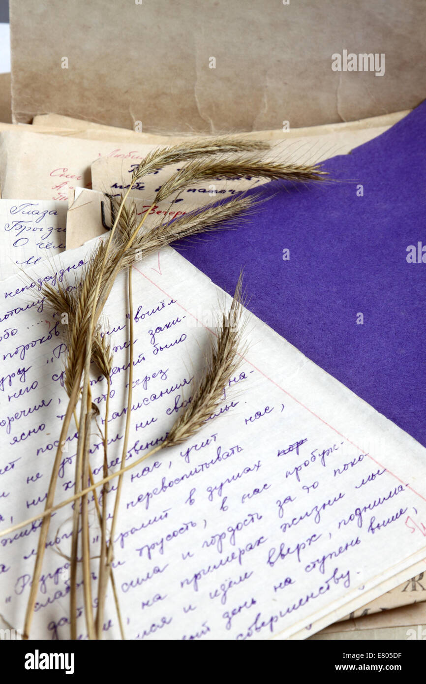 Old notebook, poems and dry grass Stock Photo Alamy