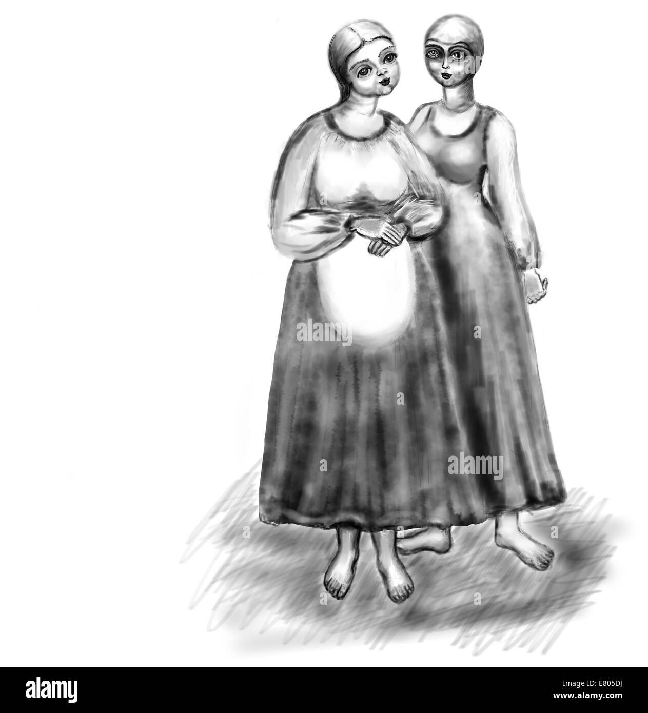 Rural women. Two women. The image is simple, rural women of the early ...