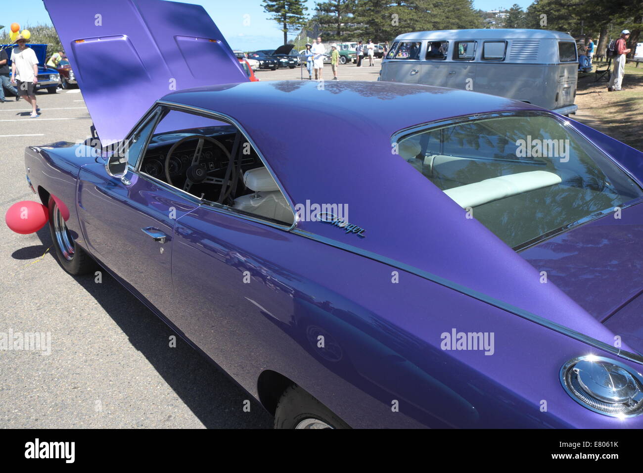 Newport Beach, Sydney, Australia. 27th Sep, 2014. Classic cars on display at Sydney's Newport Beach. Here a Dodge Charger 1960's. Credit:  martin berry/Alamy Live News Stock Photo