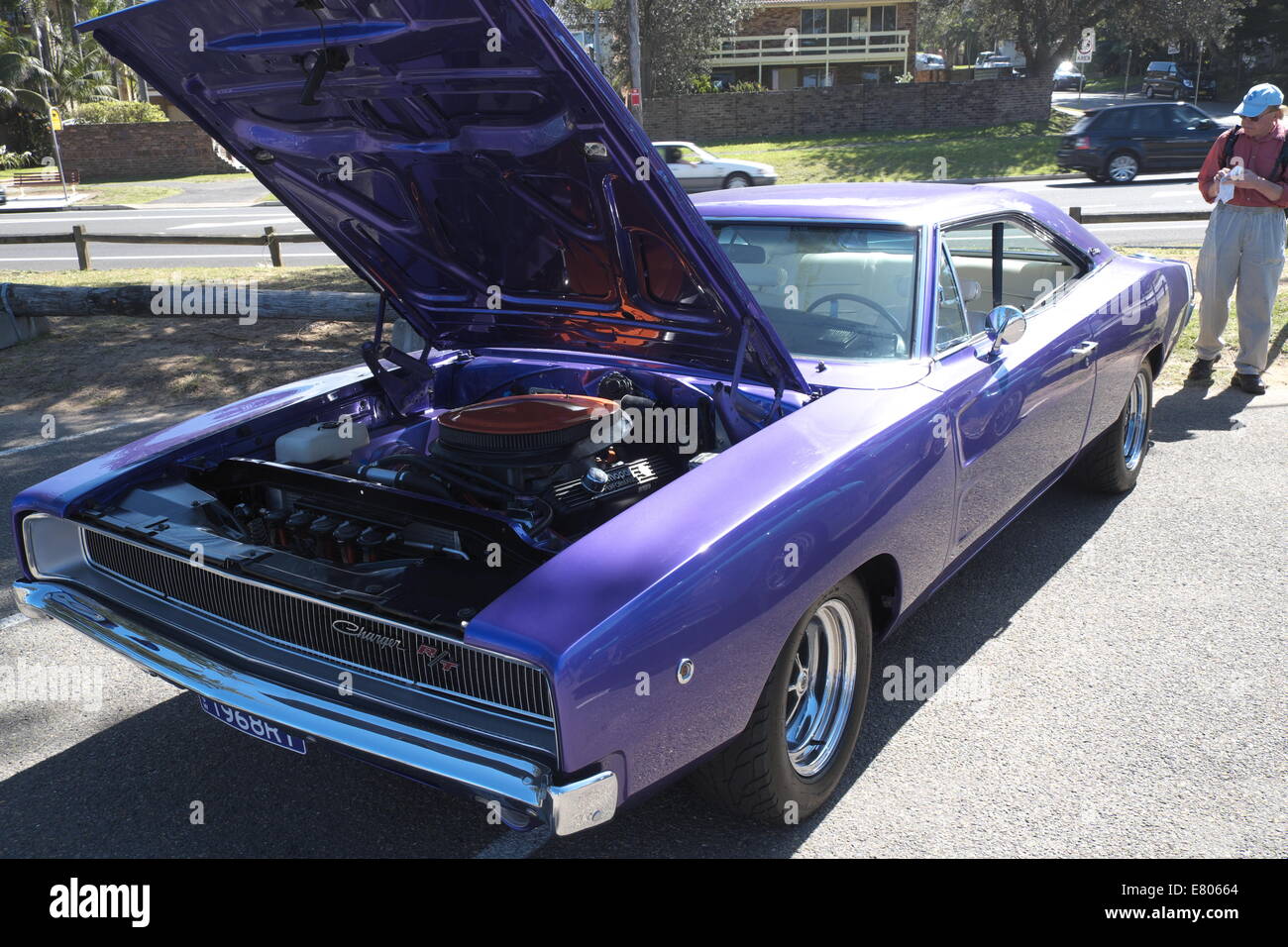 Newport Beach, Sydney, Australia. 27th Sep, 2014. Classic cars on display at Sydney's Newport Beach. Here a Dodge Charger 1960's. Credit:  martin berry/Alamy Live News Stock Photo
