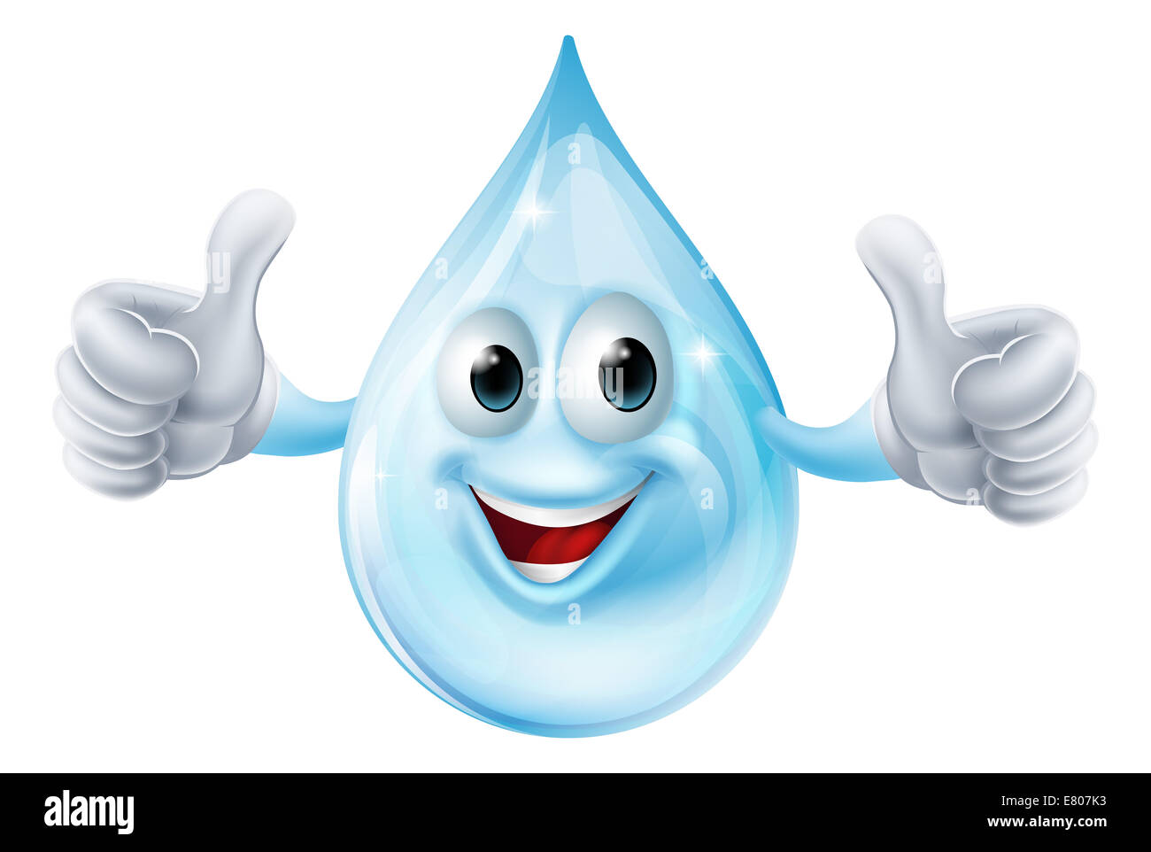 An illustration of a water drop character giving a thumbs up Stock Photo