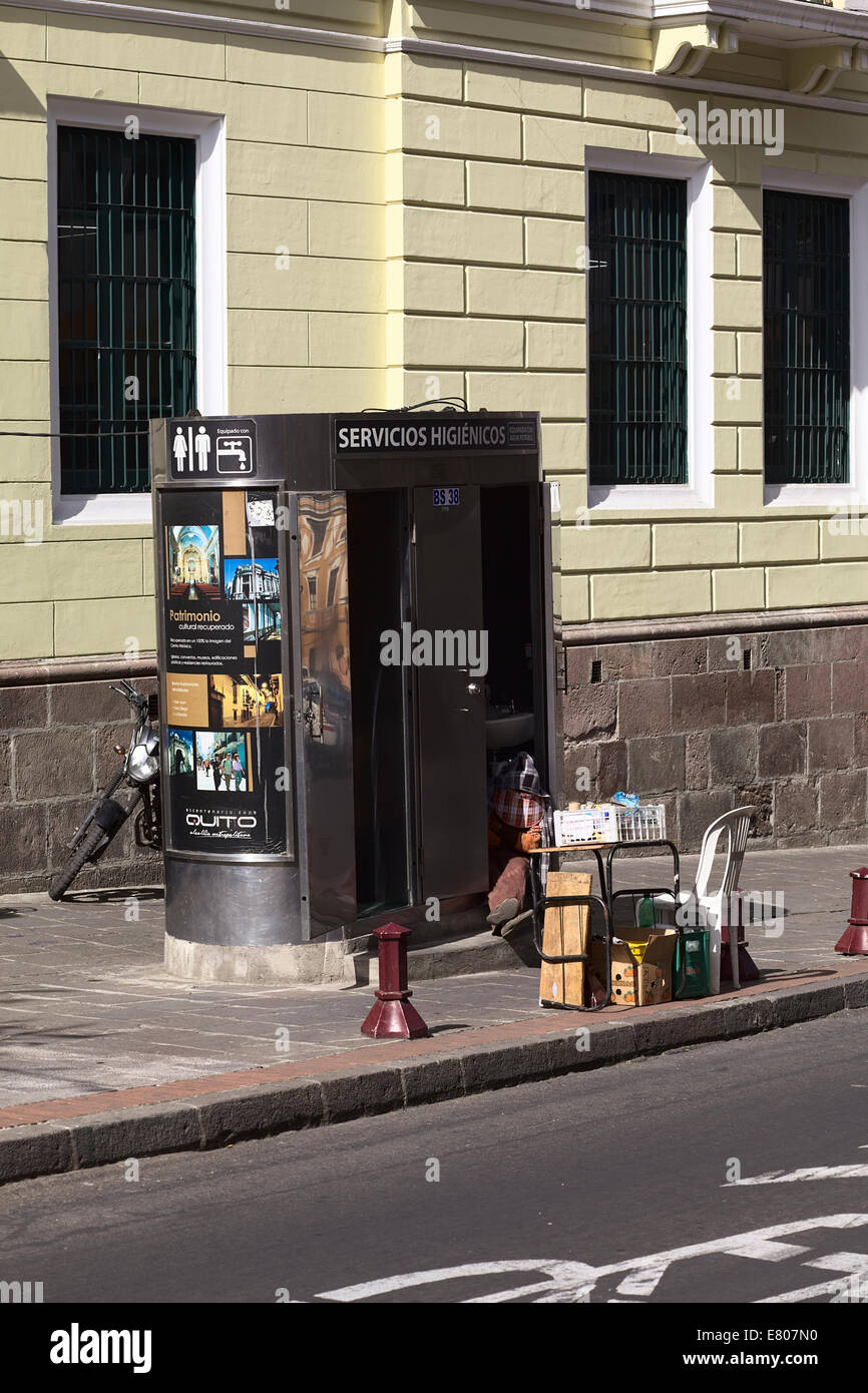 Public restroom equipped with drinking water on Jose Mejia street in the city center in Quito, Ecuador Stock Photo