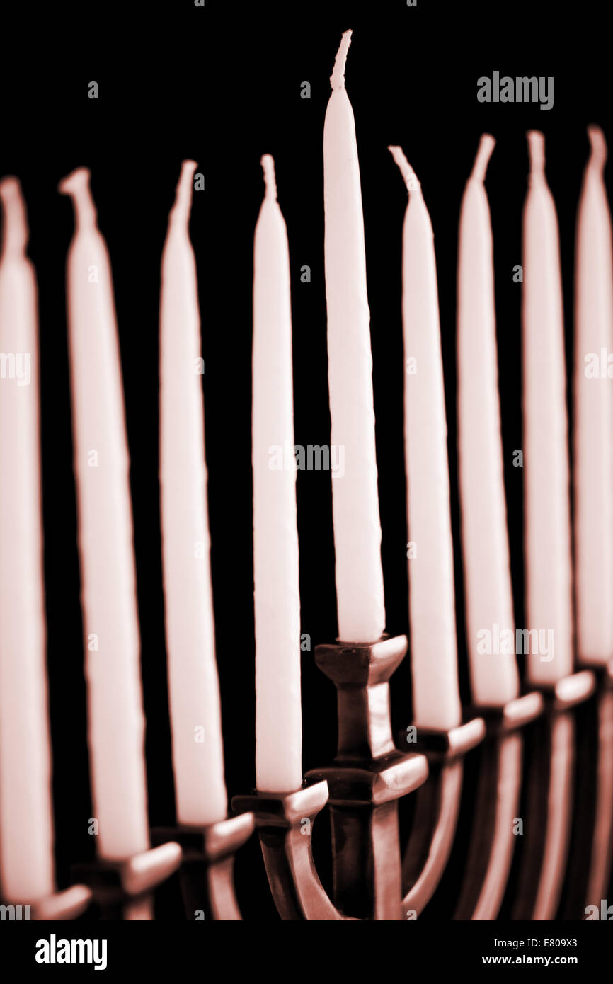 Beautiful unlit hanukkah menorah on black velvet Stock Photo Alamy