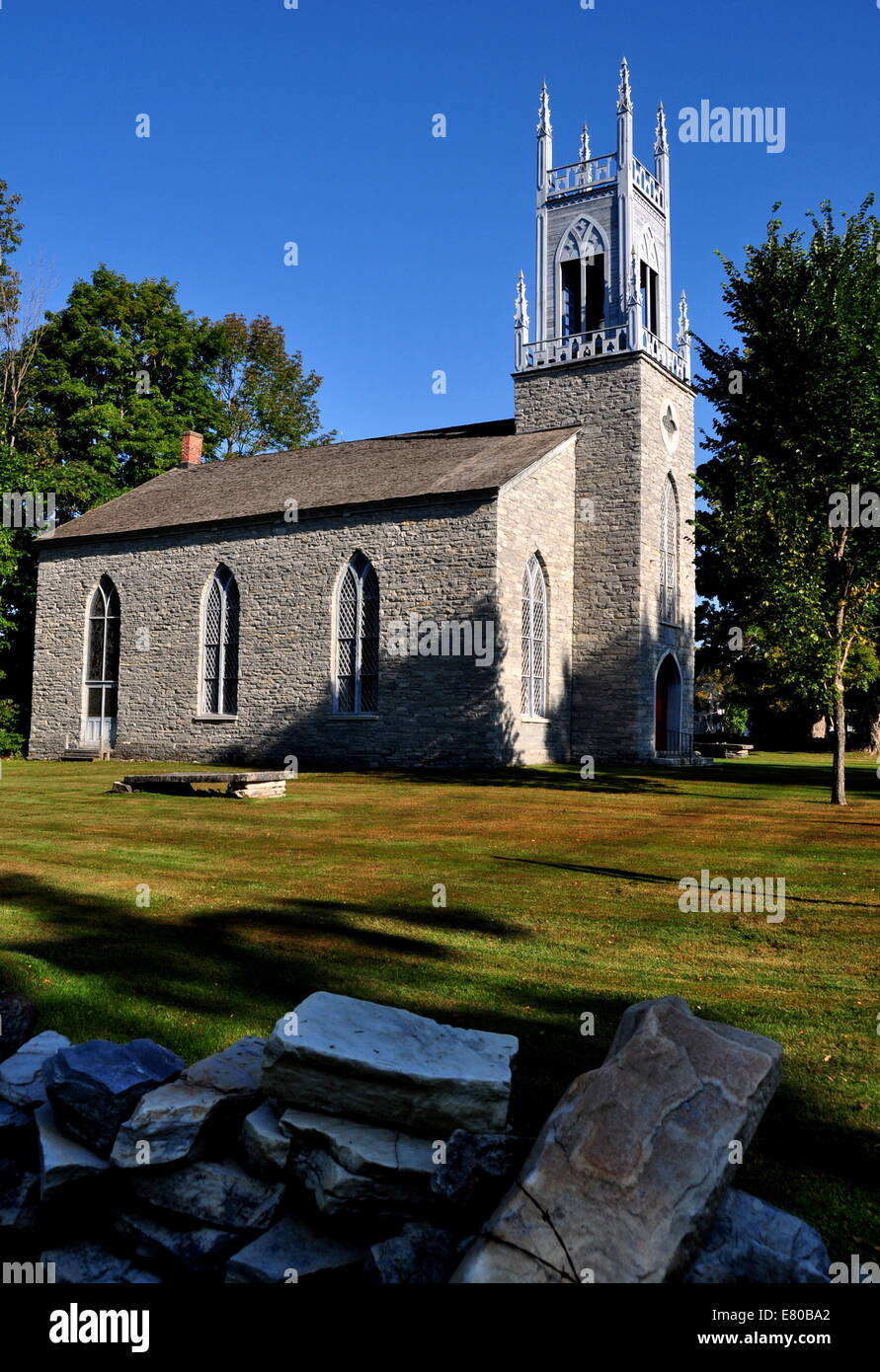 Lanesboro, Massachusetts 1836 Old Stone Episcopal Church Stock Photo