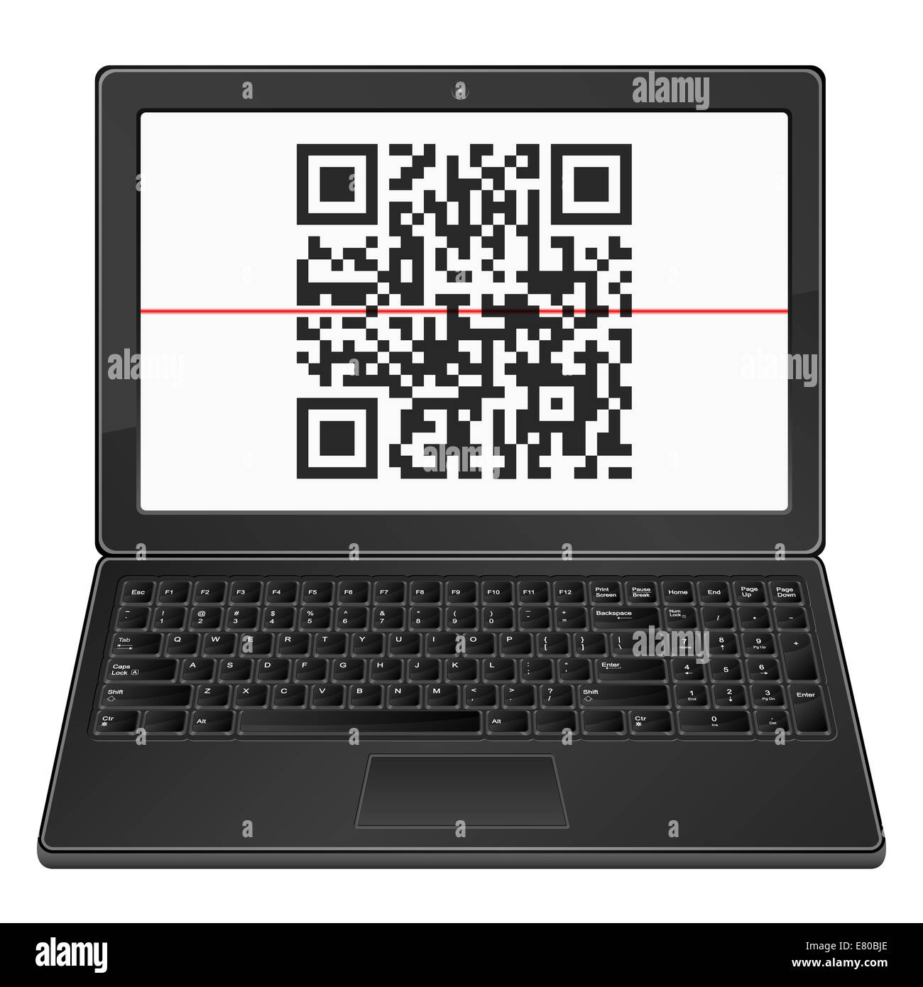 Laptop with QR code scanner on a white background Stock Photo - Alamy