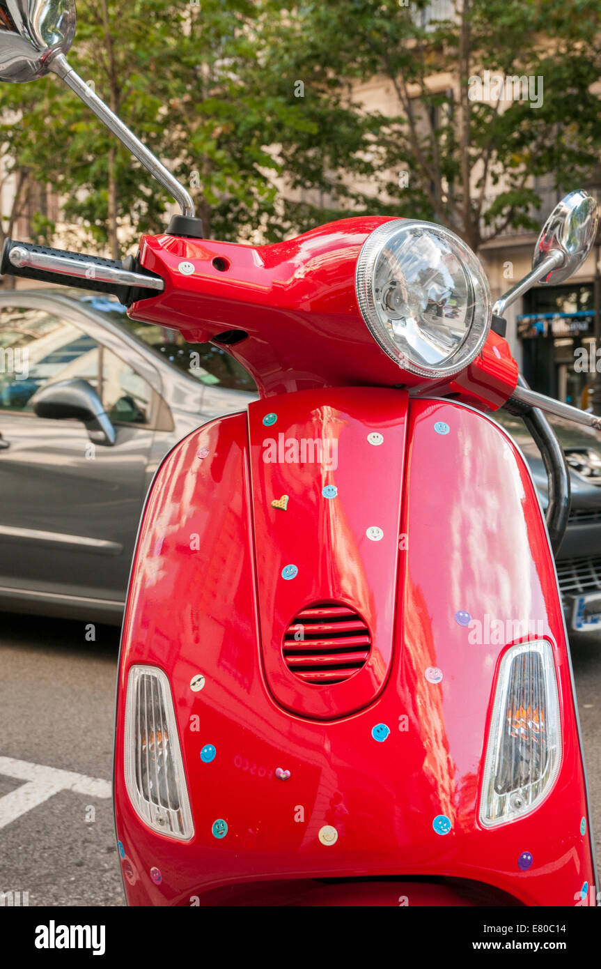 Color red motorcycle parked on the street Stock Photo - Alamy