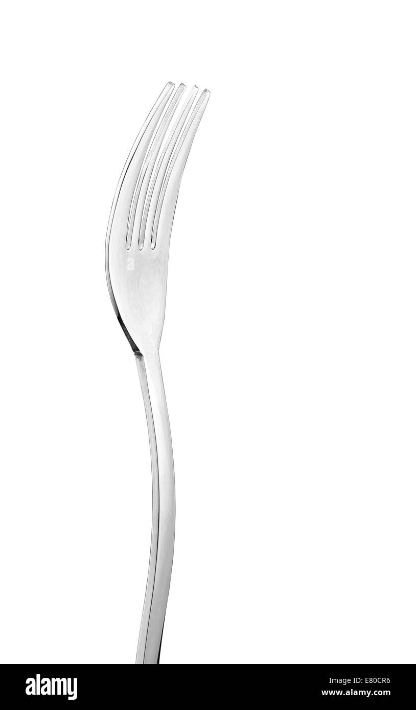 Stainless fork on White background with copy space. isolated with clipping path Stock Photo