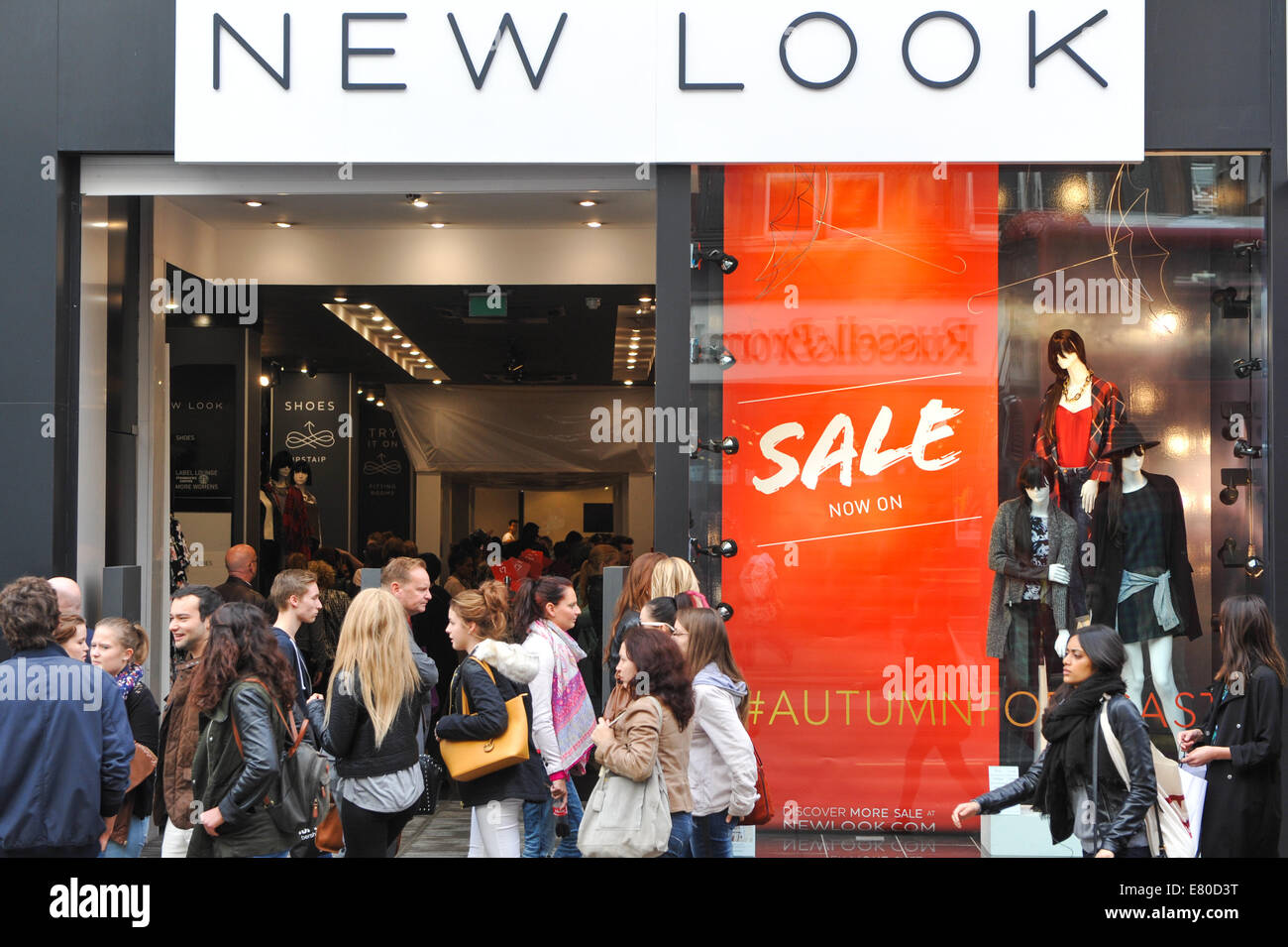 Oxford Street, London, UK. 27th September 2014. Stores have their new Autumn season clothes on sale due the recent warm weather which has affected sales. Stock Photo