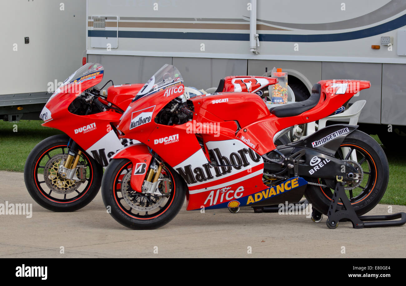 Sywell Aerodrome, Northamptonshire, UK. 27th Sep, 2014. The Footman James Classic 'Piston & Props'. Ducati race motorcycles on display. Credit:  Scott Carruthers/Alamy Live News Stock Photo