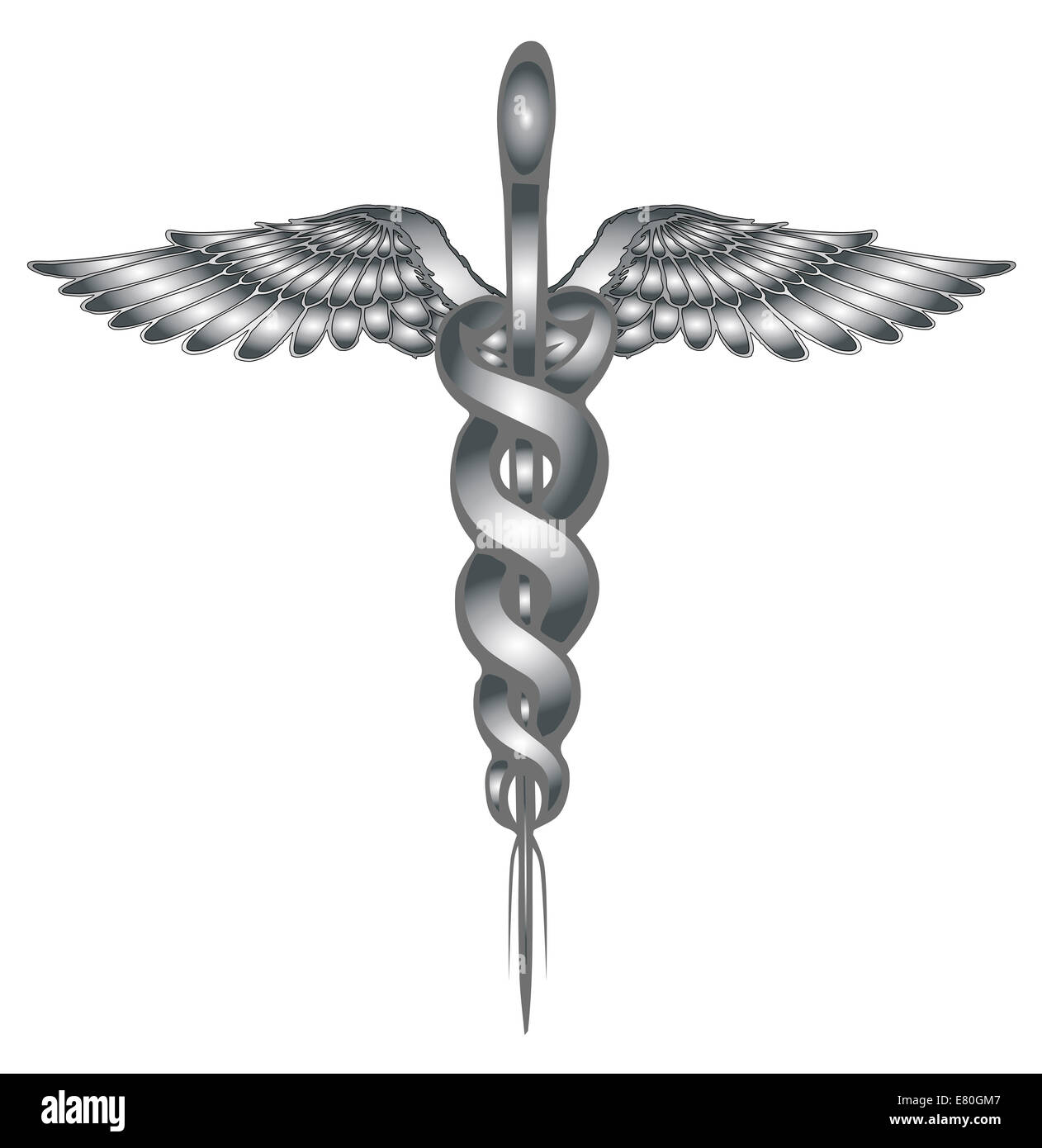 The Caduceus Medical Symbol isolated on a white background Stock Photo