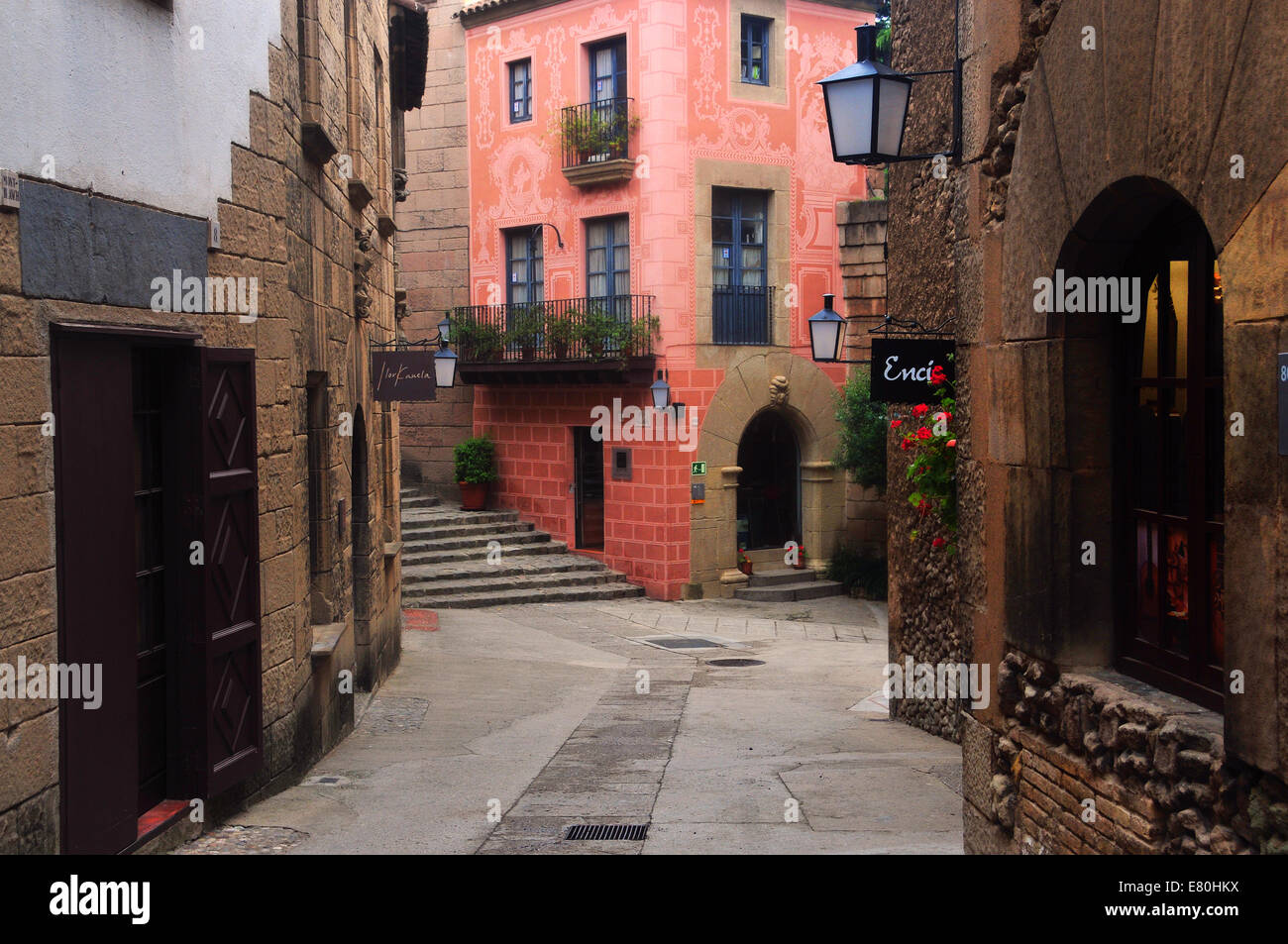 Poble Espanyol (traditional architectural complex) in Barcelona, Spain Stock Photo