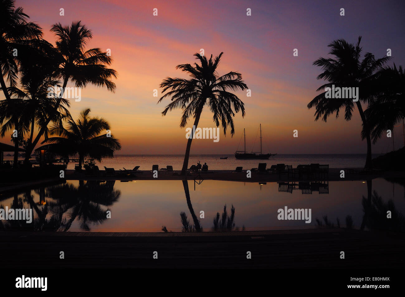 Sunset at Meeru island , Maldives Stock Photo