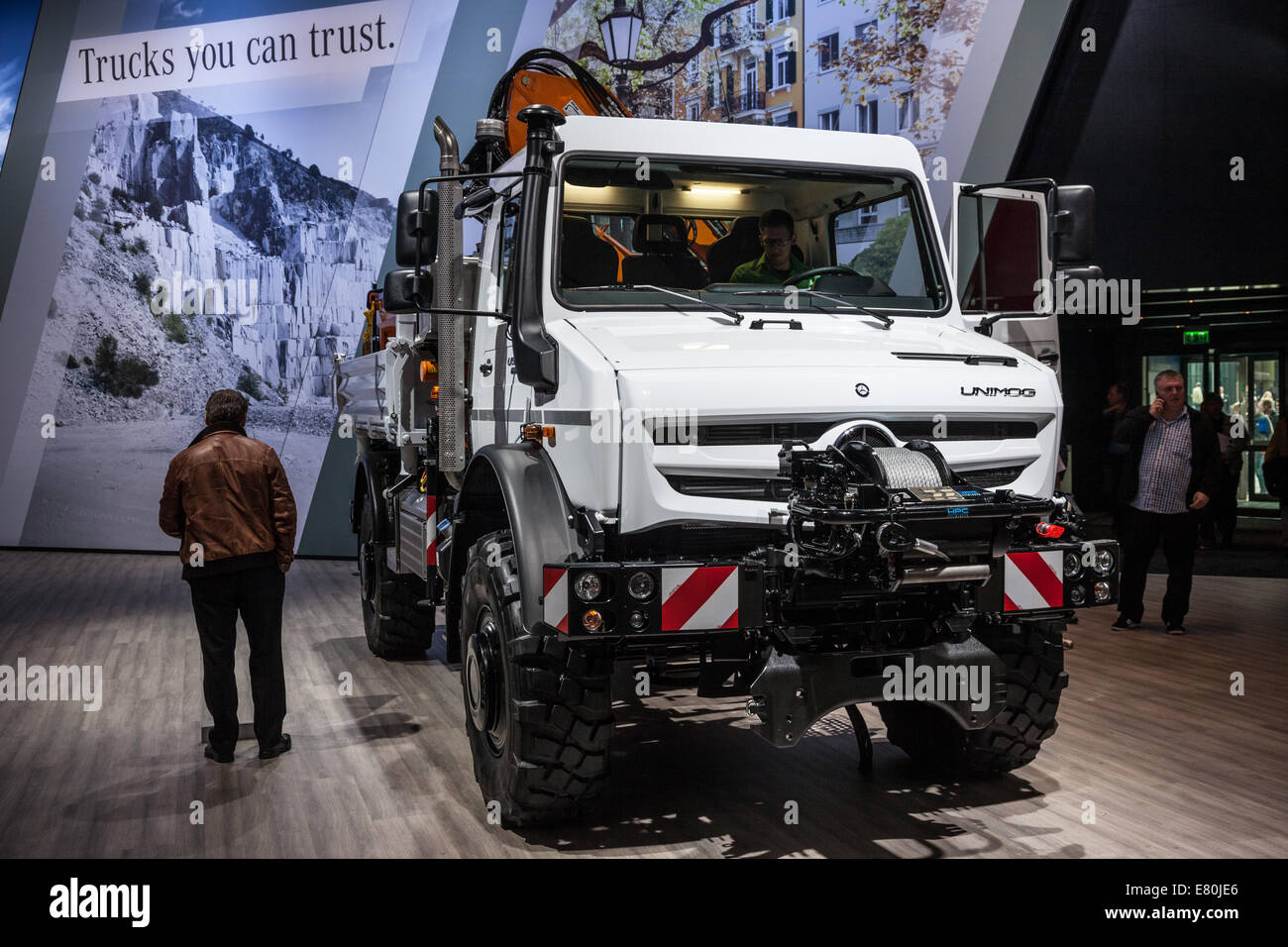 Mercedes Benz Unimog at the 65th IAA Commercial Vehicles 2014 in Hannover, Germany Stock Photo