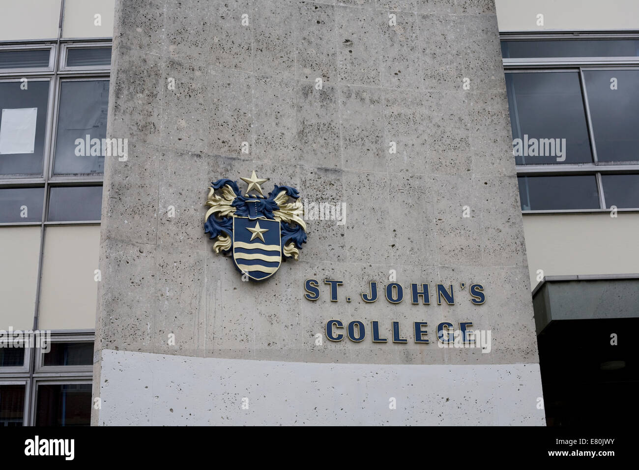 building and sign at entrance to senior school of St Johns College on Grove road south in Southsea Stock Photo